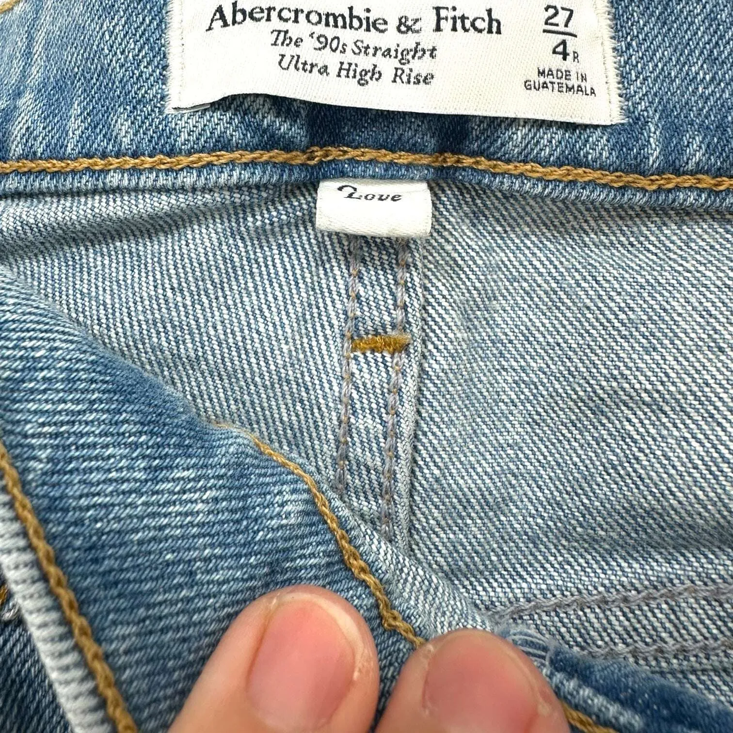 90s straight ultra high rise Jeans By Abercrombie And Fitch In Blue Denim, Size: 4