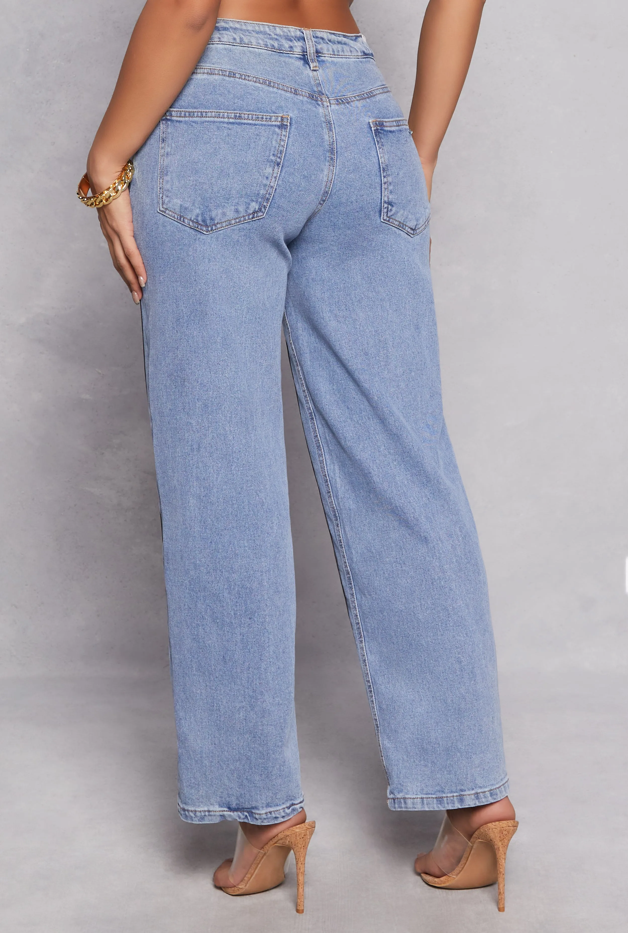 Almost Famous Faux Leather Patchwork Jeans