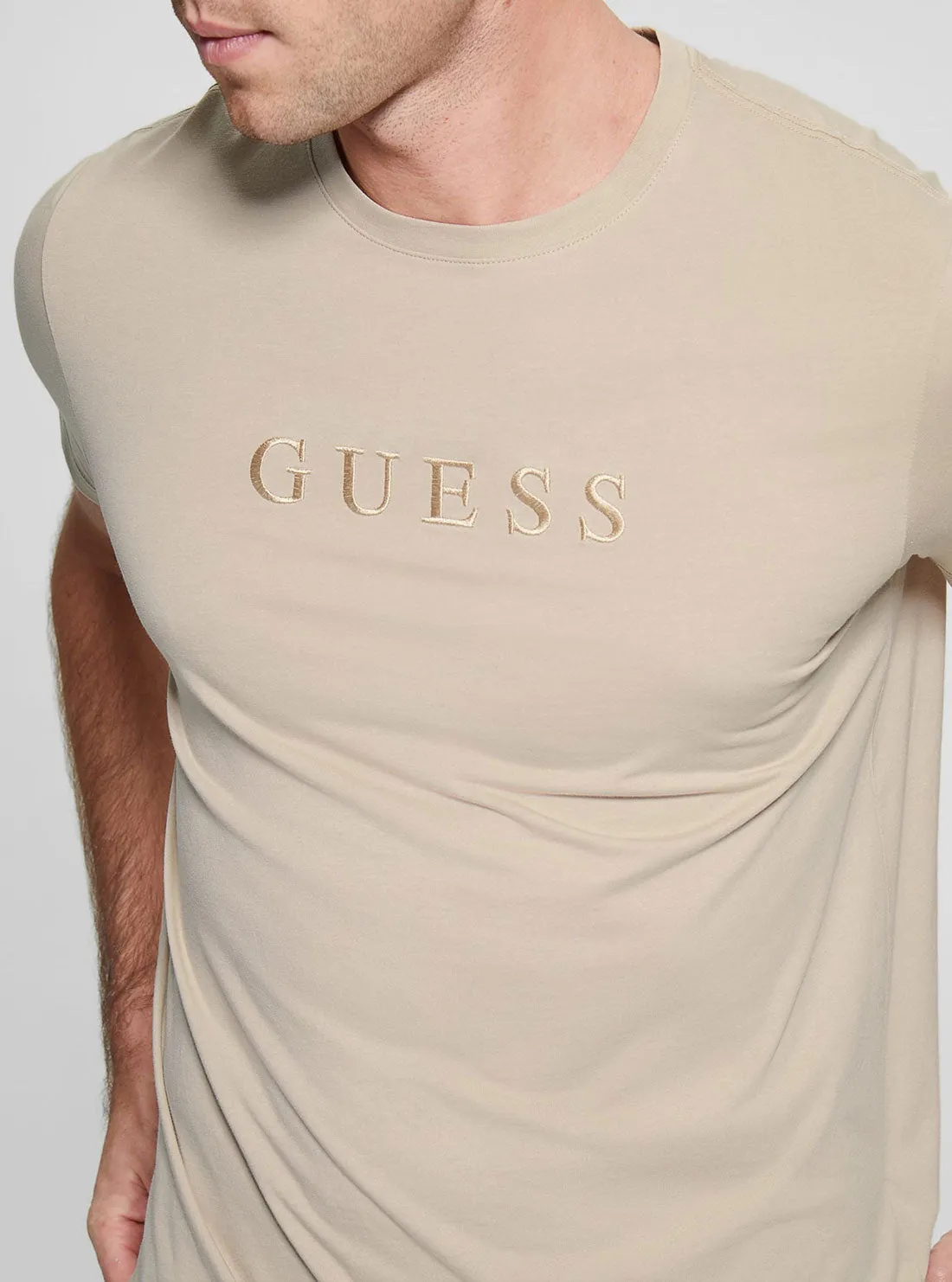 Beige Pima Logo T-Shirt