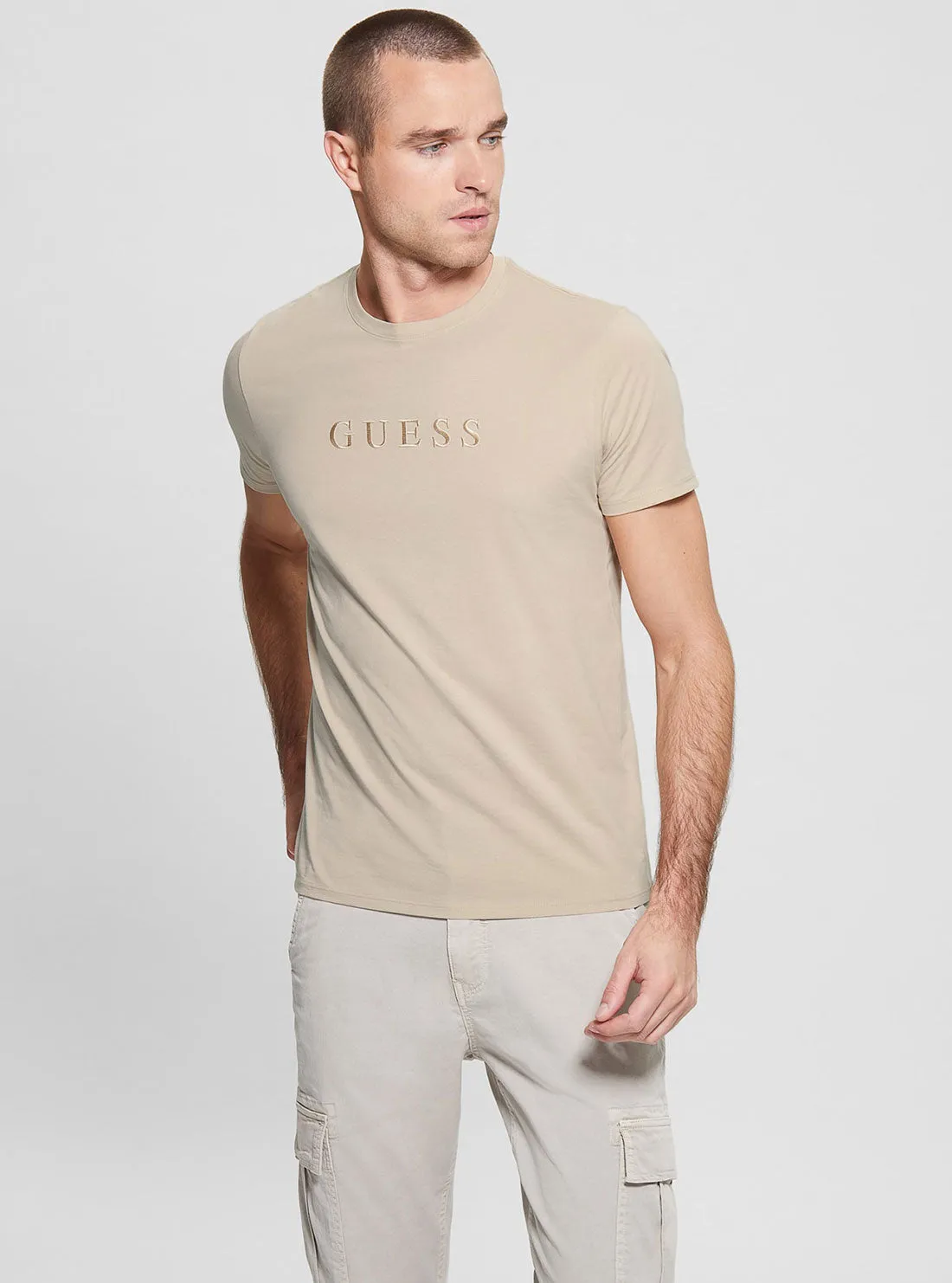 Beige Pima Logo T-Shirt