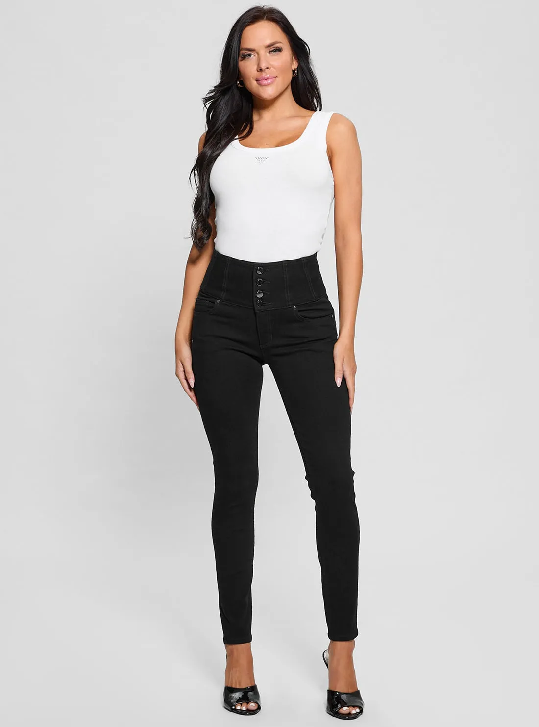 Black Corset Waist Shape Up Jeans
