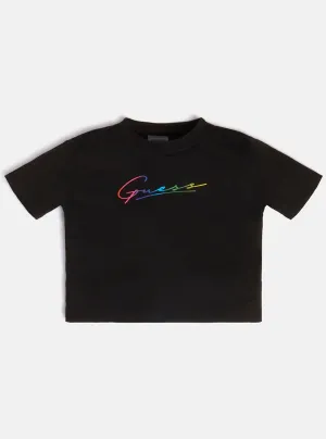 Black Metallic Midi Logo T-Shirt (8-16)
