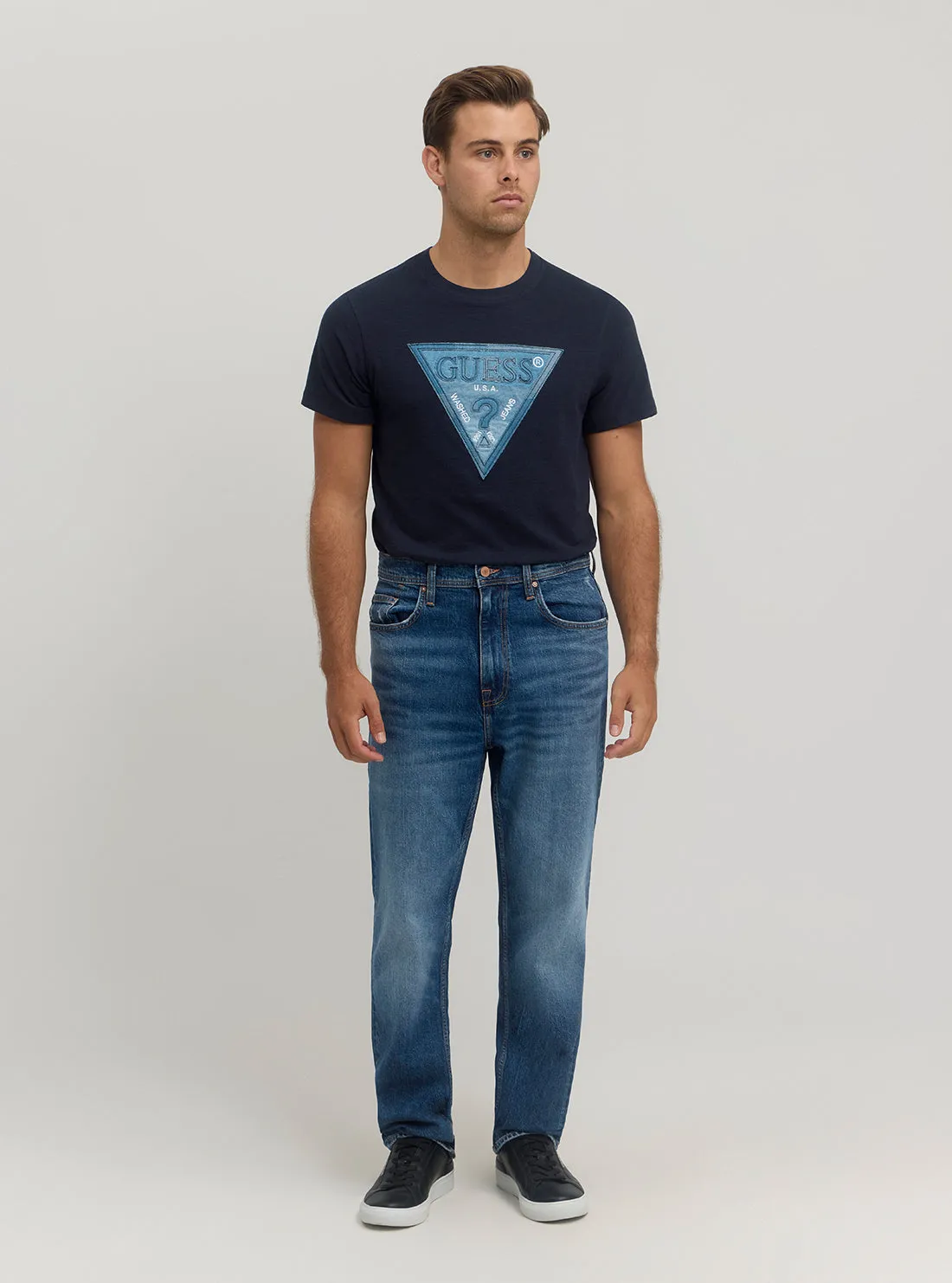 Blue Denim Mike Jeans in Mid Wash