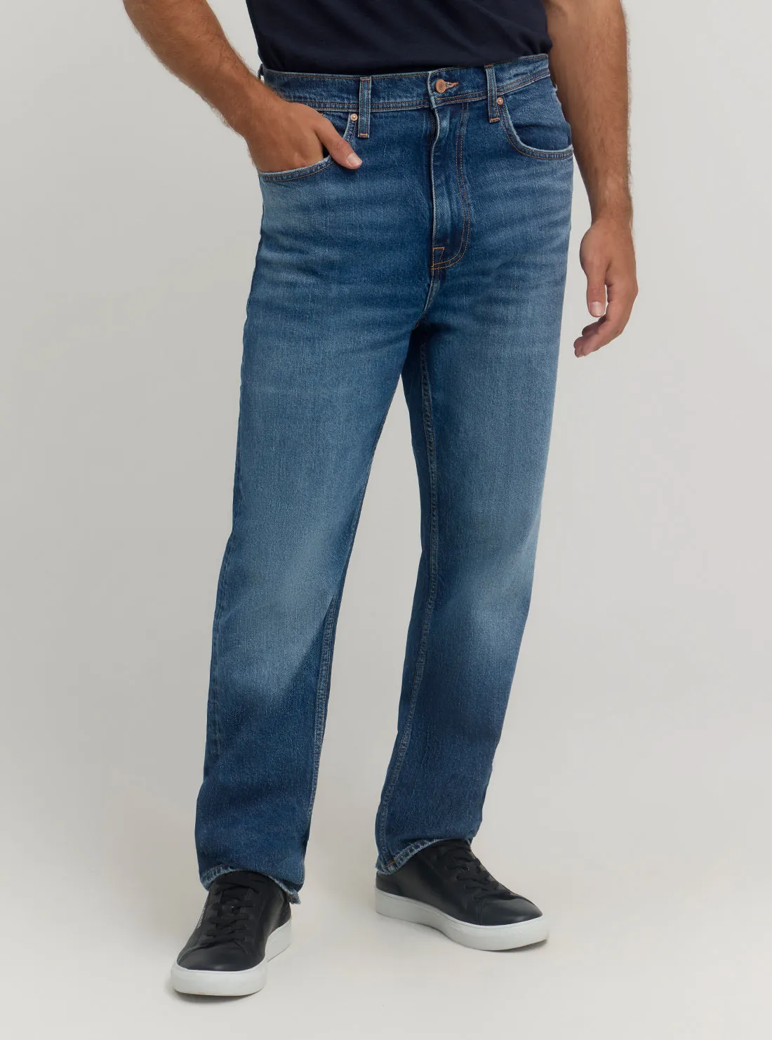 Blue Denim Mike Jeans in Mid Wash