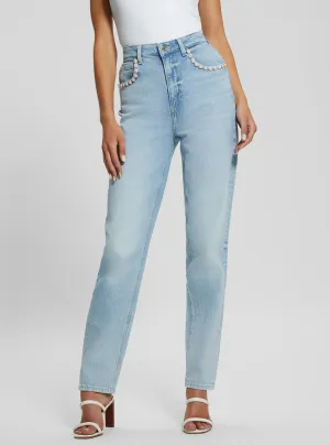 Blue Denim Mom Jean in Light Wash