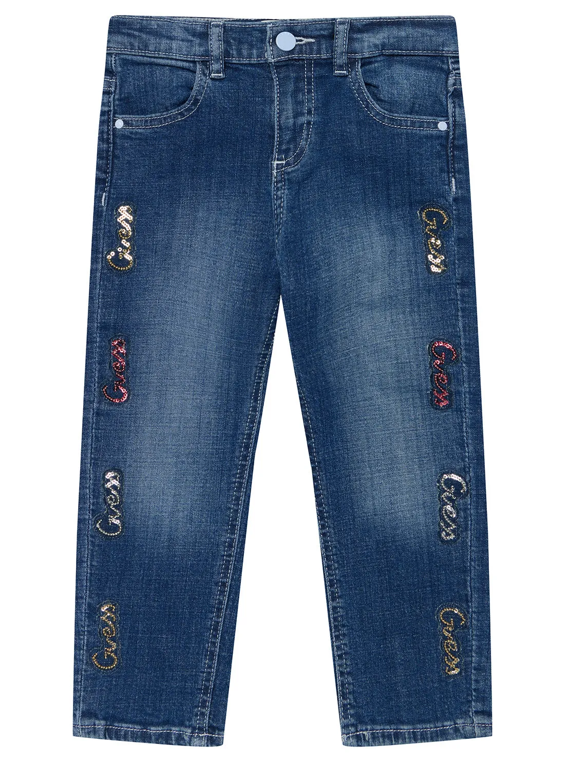 Blue Denim Straight Leg Jeans (2-7)