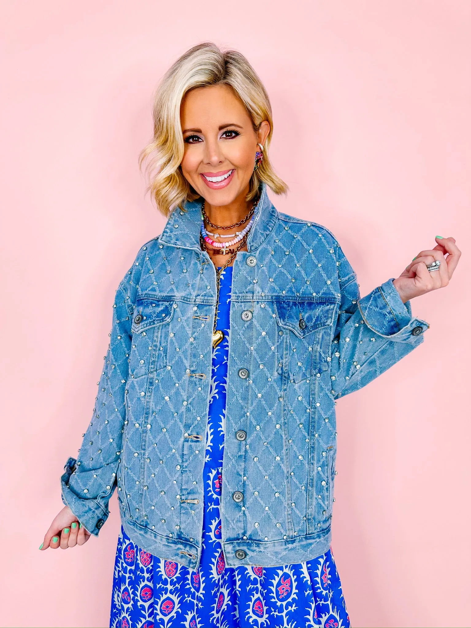 BLUE JEAN RHINESTONE BABY JACKET