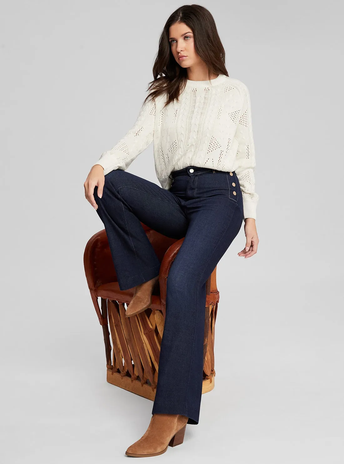 Blue New Faye Denim Jeans in Dark Wash