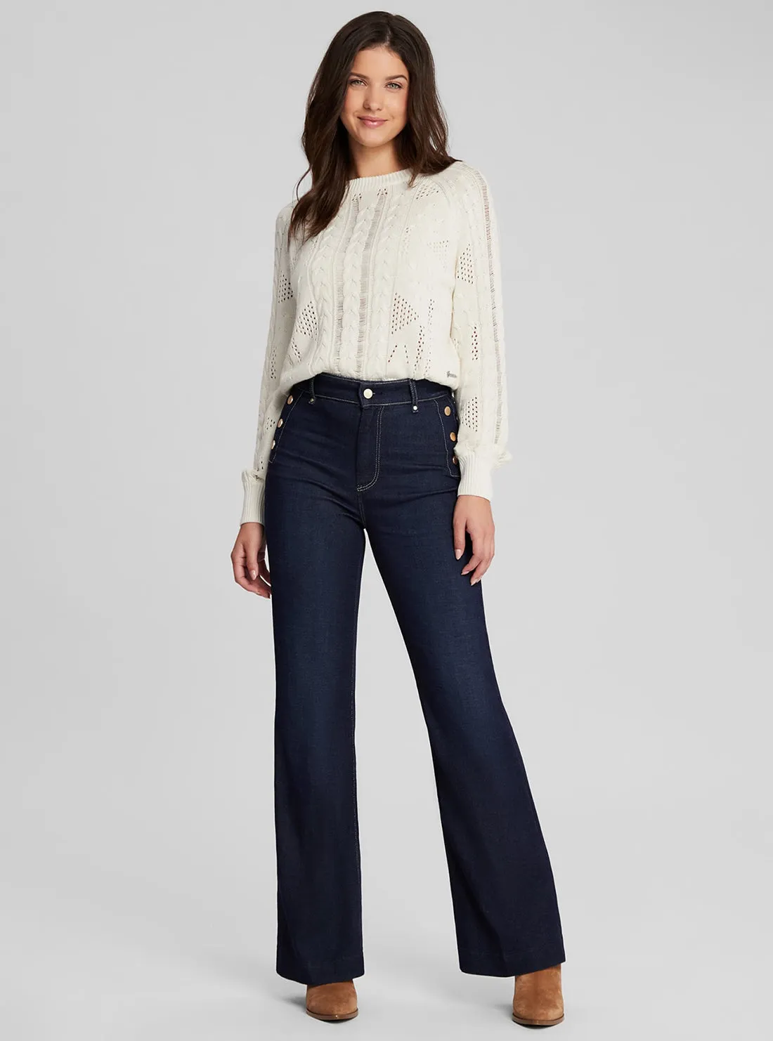 Blue New Faye Denim Jeans in Dark Wash