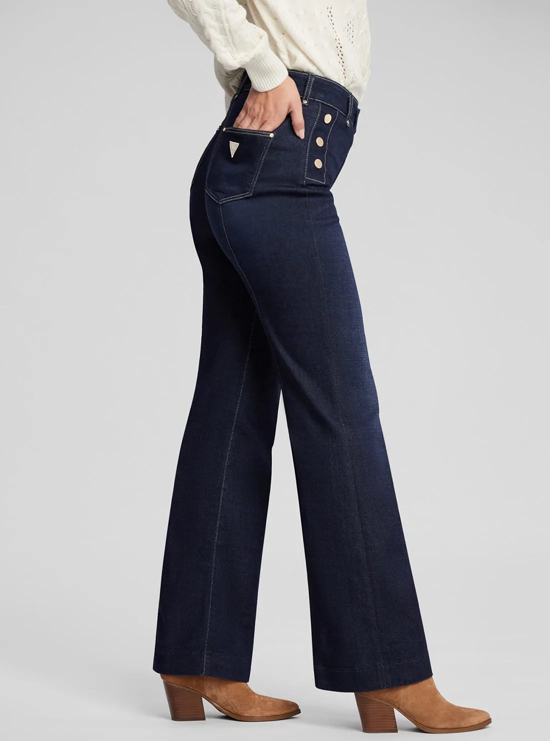 Blue New Faye Denim Jeans in Dark Wash