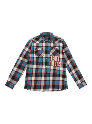 Blue Red Check Logo Twill T-Shirt (7-16)
