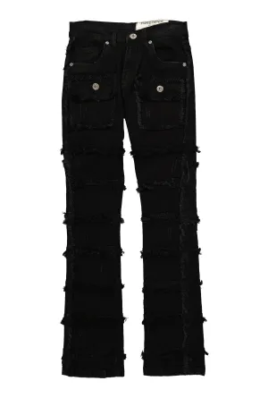 Boys Distressed Frayed Patchwork Jeans