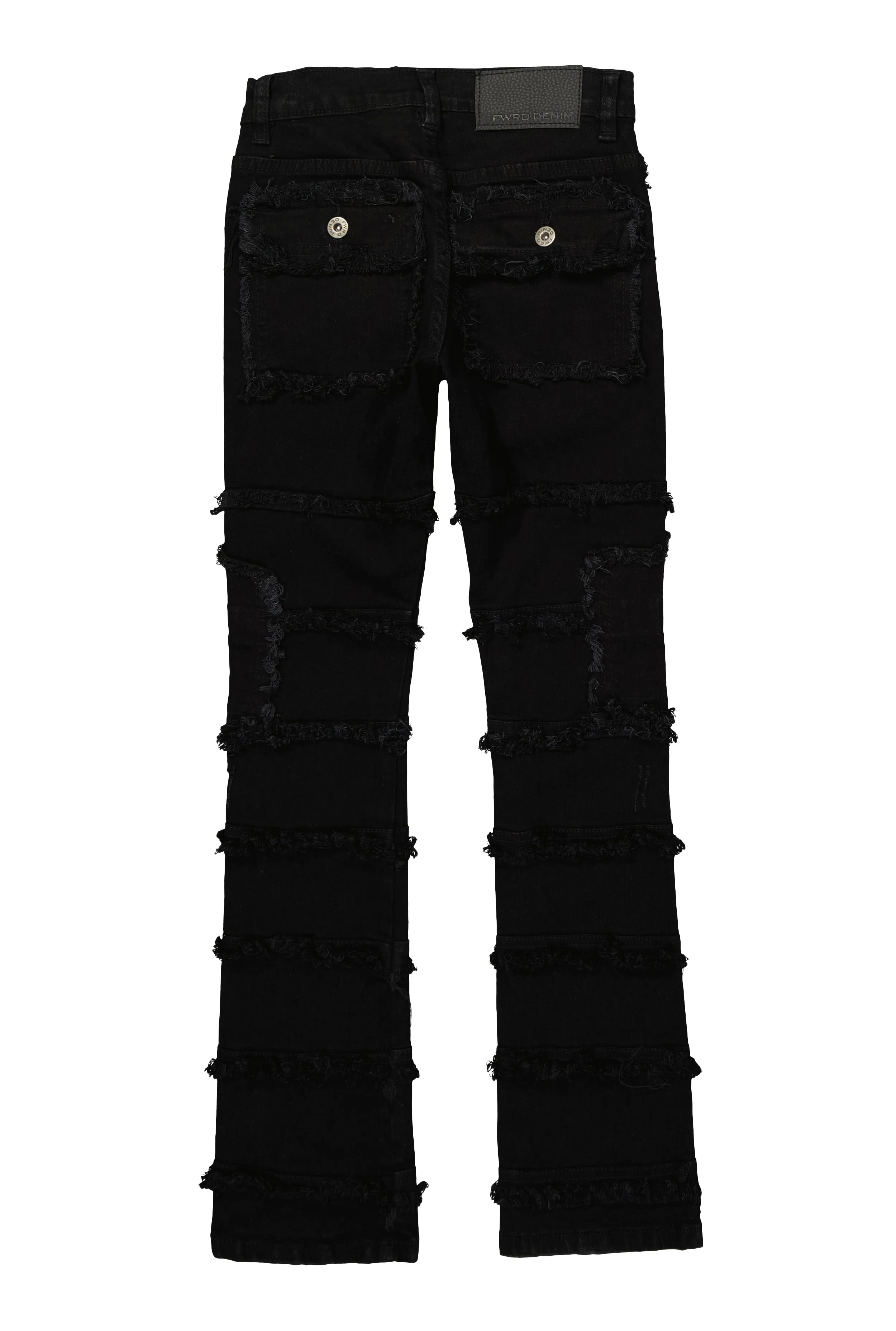Boys Distressed Frayed Patchwork Jeans