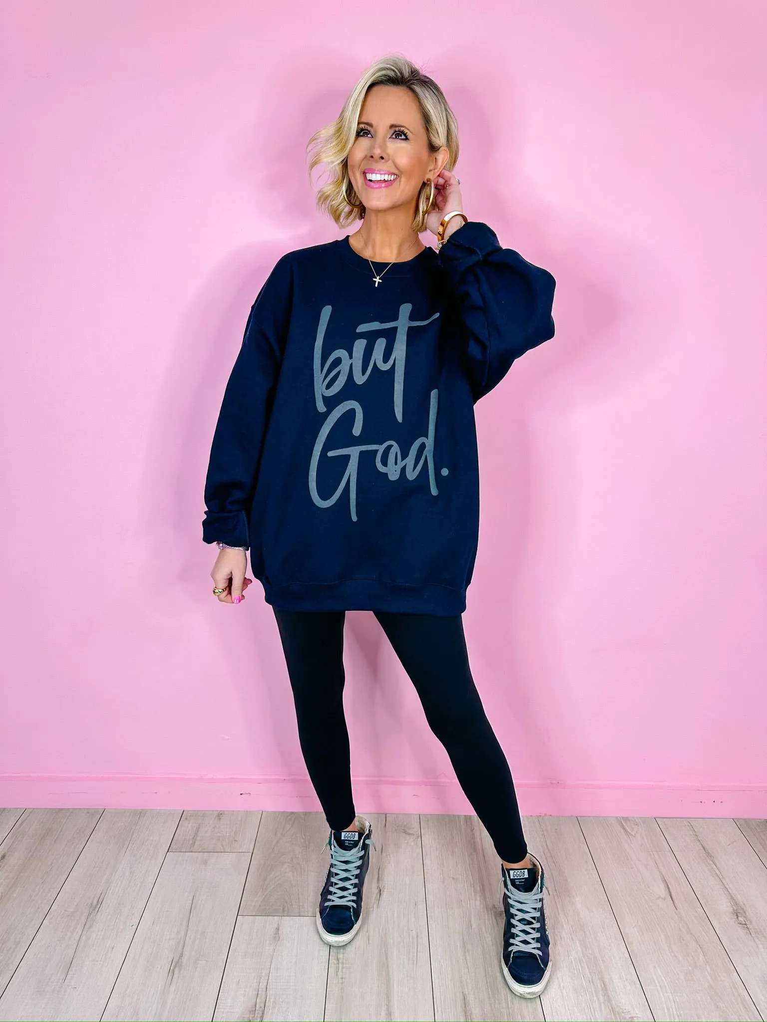 BUT GOD PUFF SWEATSHIRT - BLACK