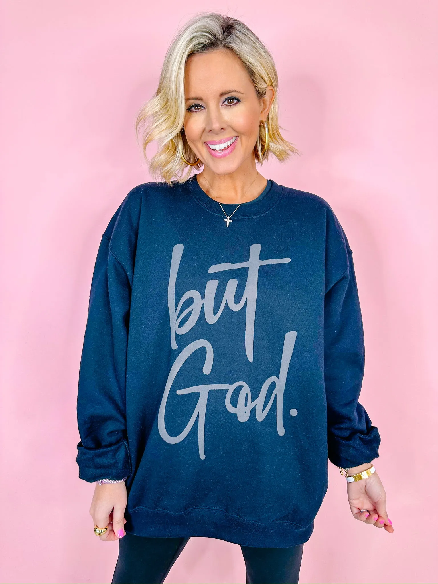 BUT GOD PUFF SWEATSHIRT - BLACK