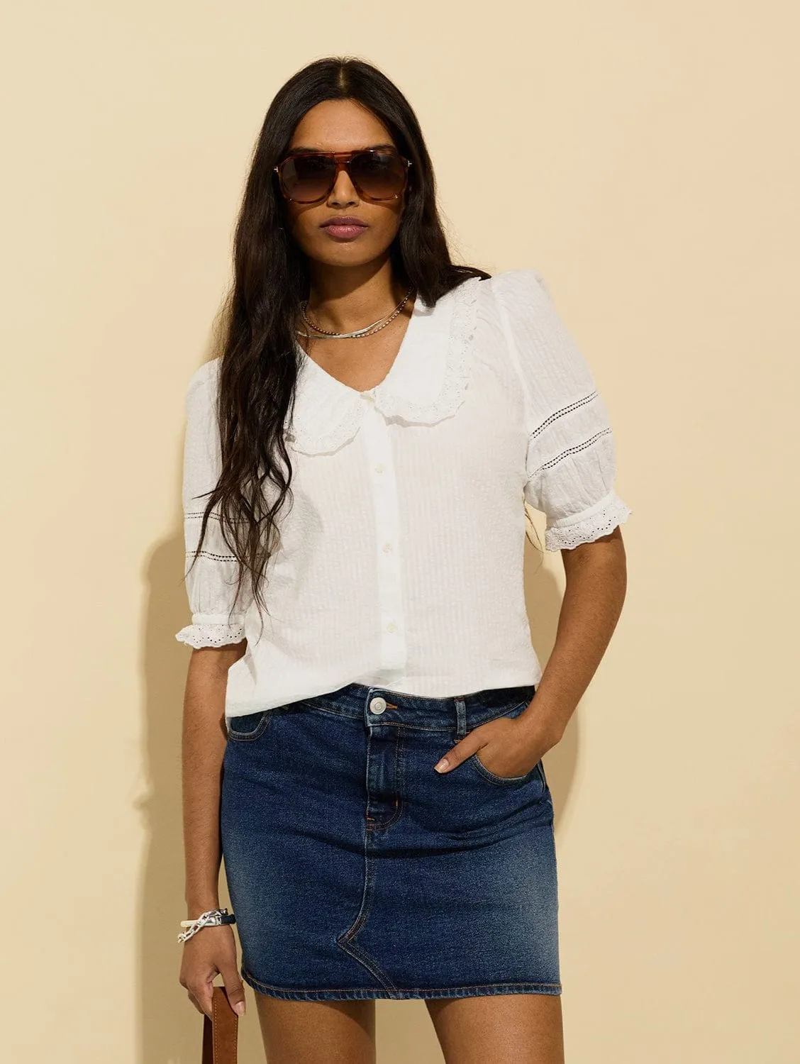 Carlitta Organic Cotton Denim Skirt | Dark Indigo
