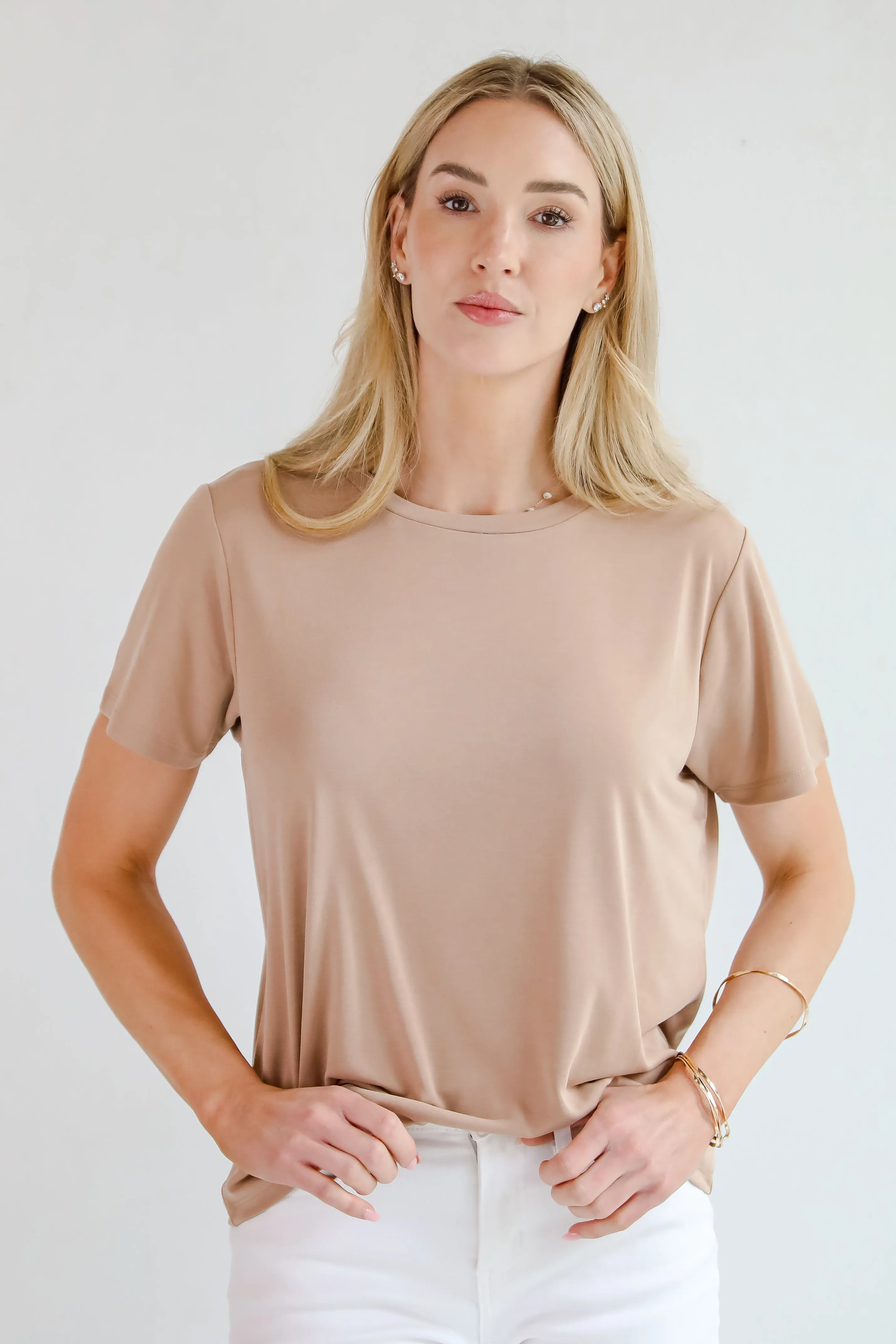 Casey Taupe Everyday Tee - DU DEAL