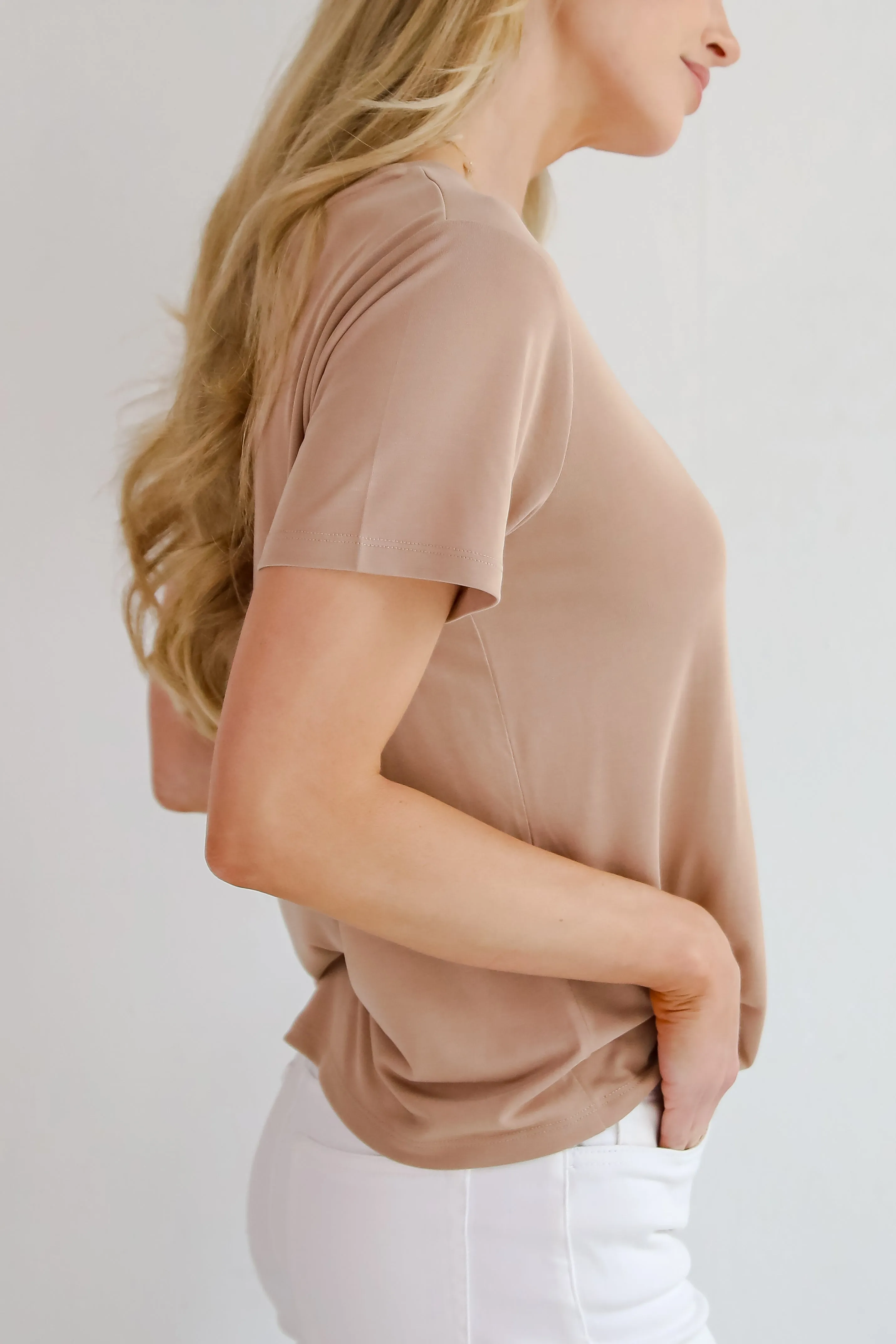 Casey Taupe Everyday Tee - DU DEAL