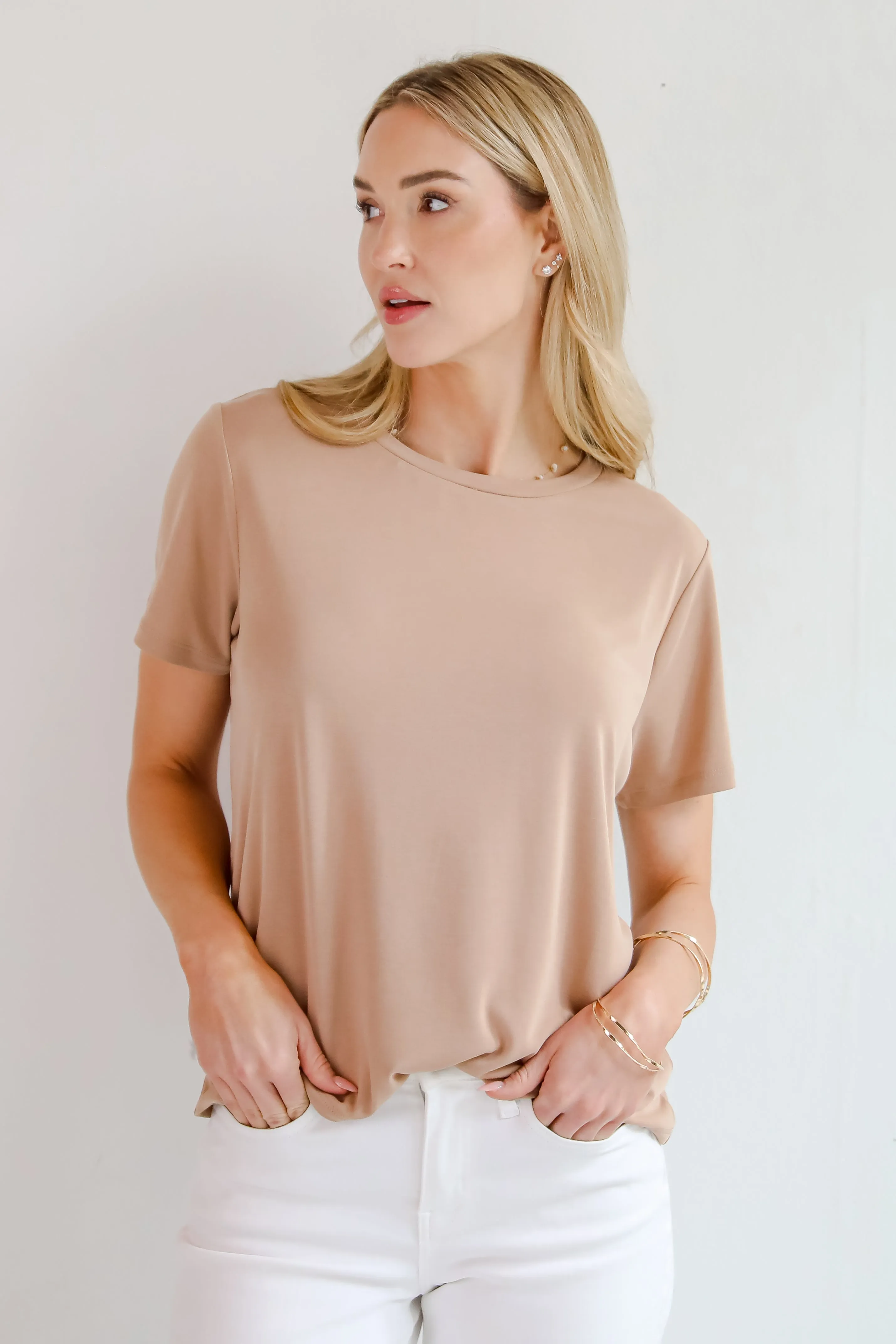 Casey Taupe Everyday Tee - DU DEAL