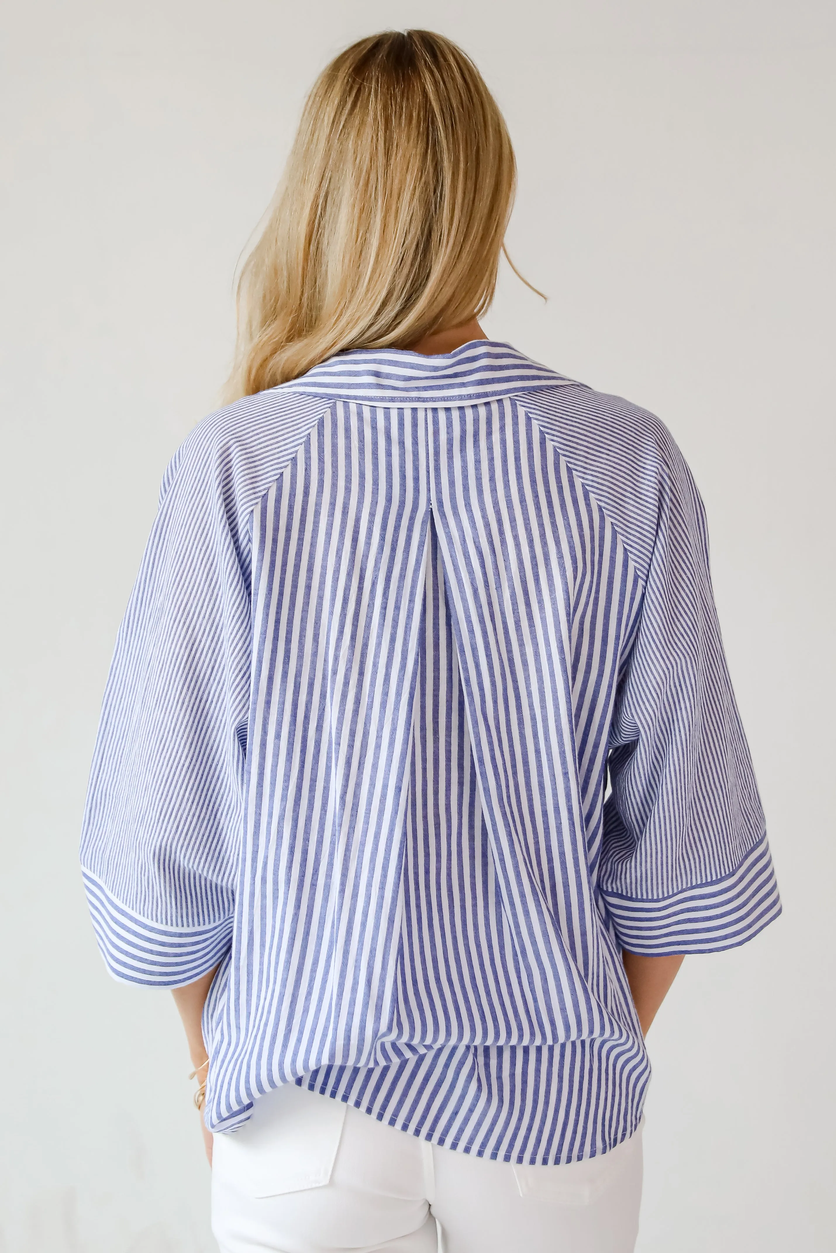 Constantly Trendy Denim Striped Blouse