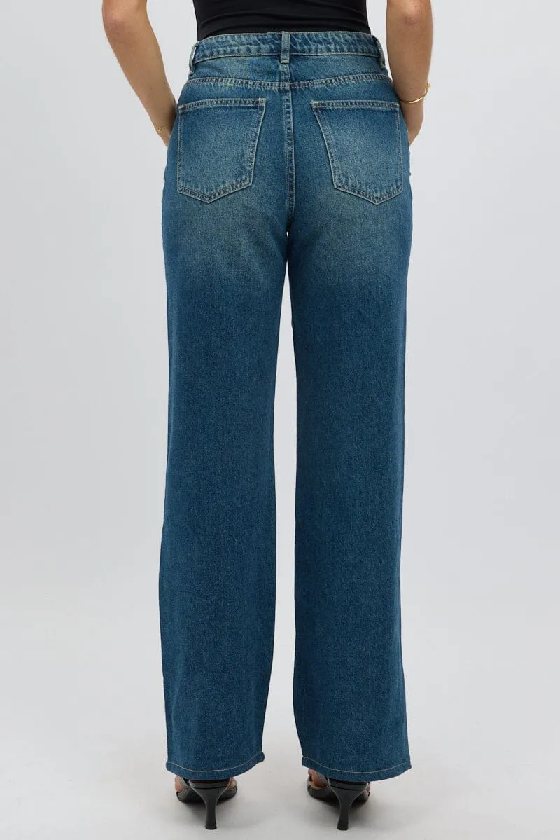Denim Baggy Jeans Stud Detail