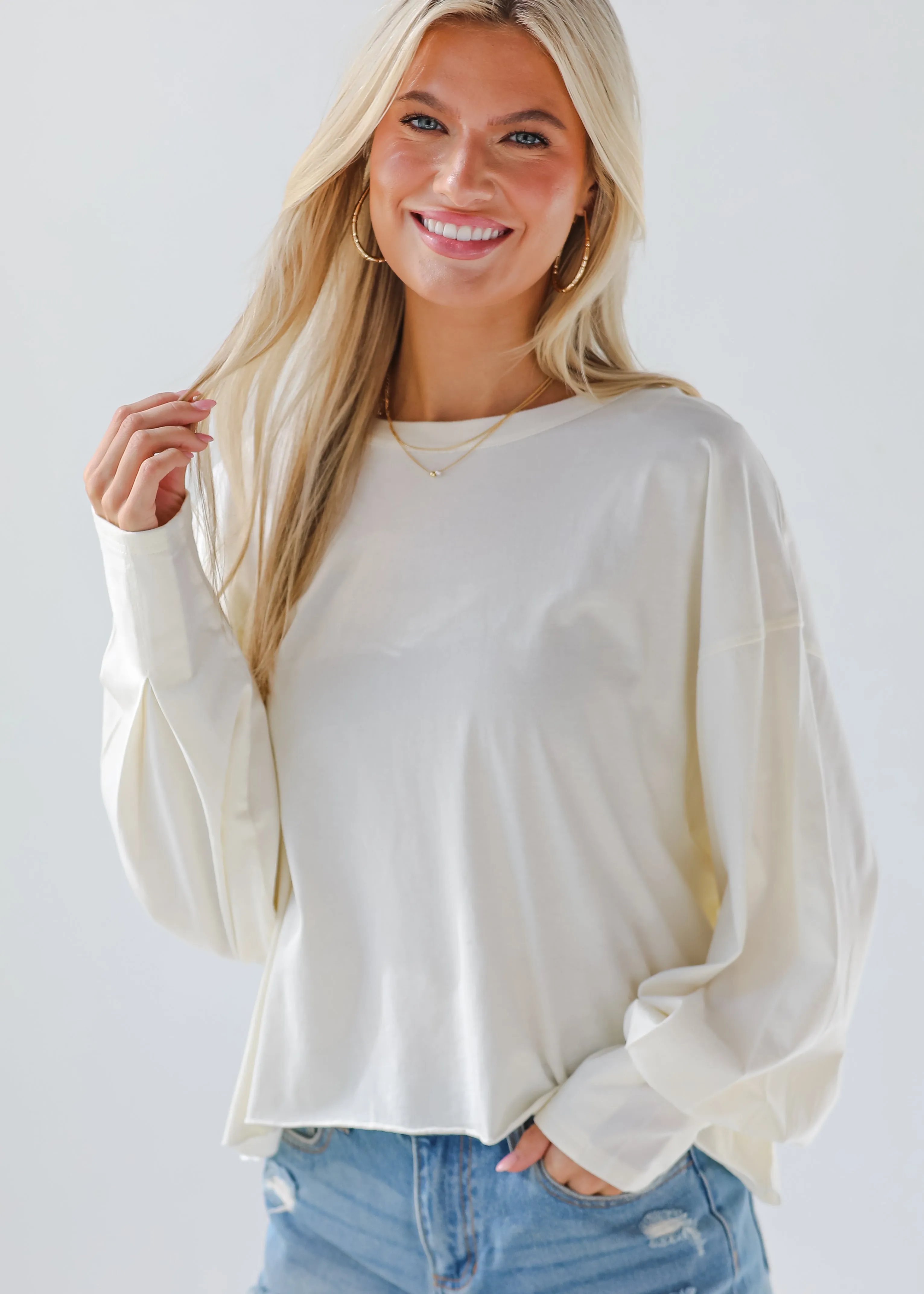 FINAL SALE - Aubree Cropped Long Sleeve Tee - DU DEAL