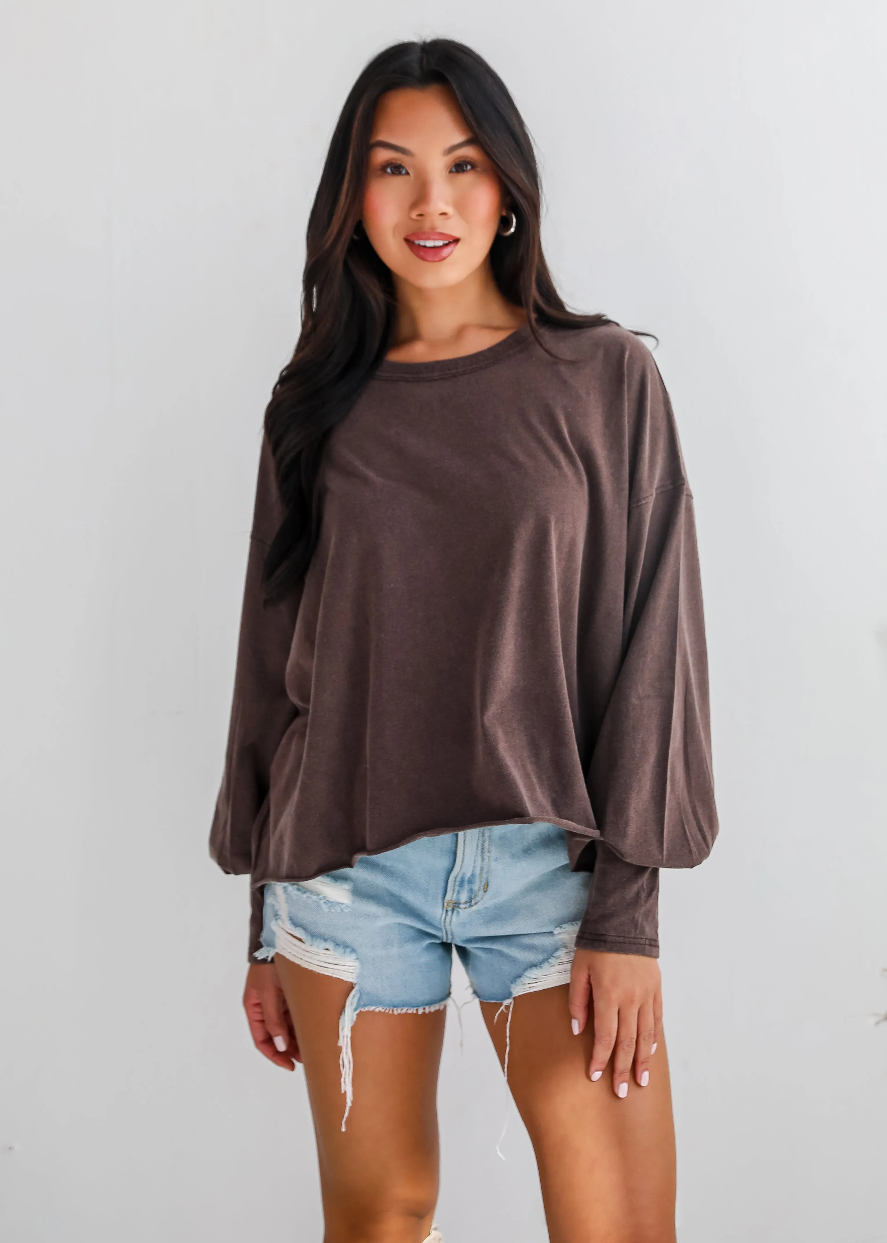 FINAL SALE - Aubree Cropped Long Sleeve Tee - DU DEAL