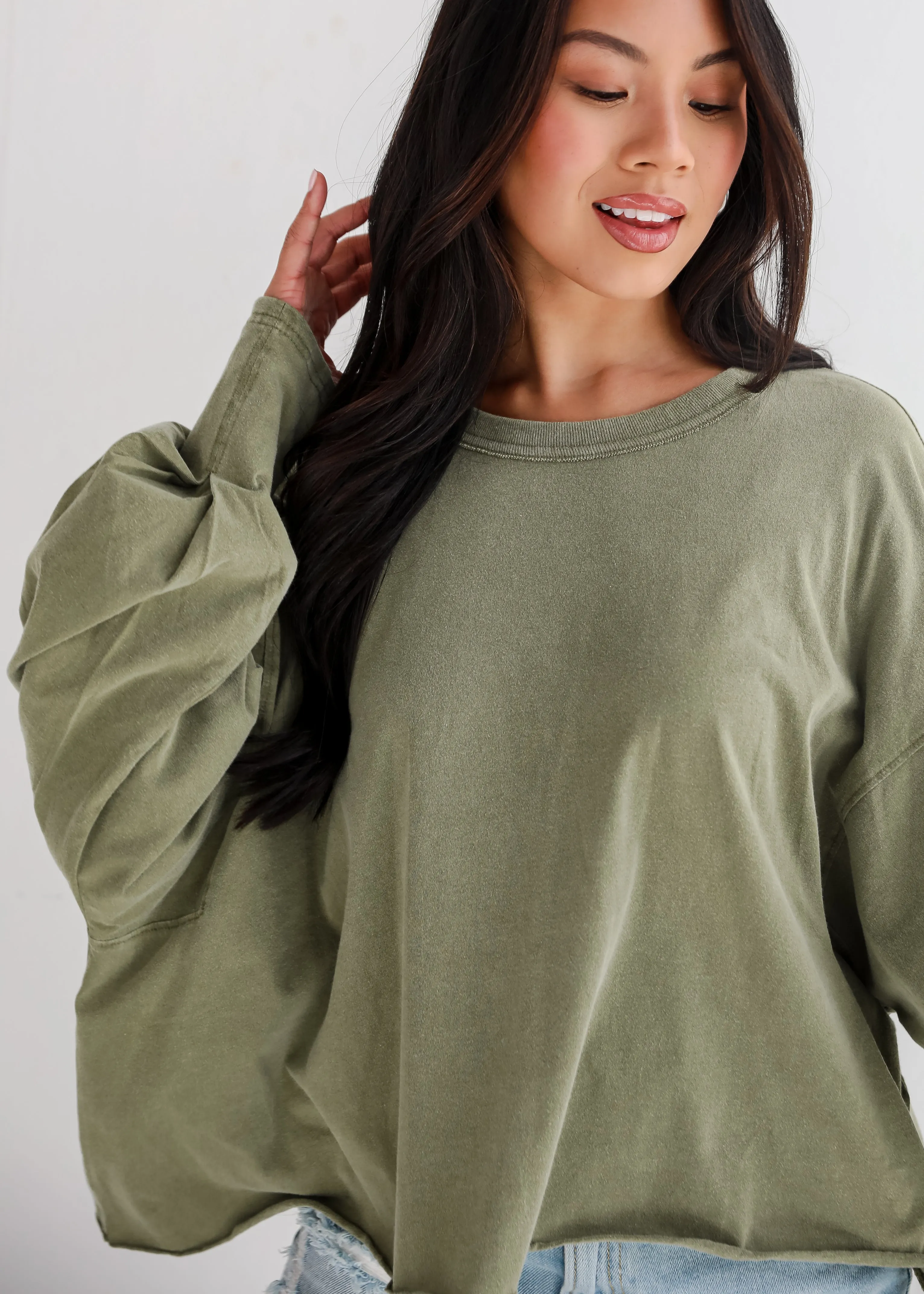 FINAL SALE - Aubree Cropped Long Sleeve Tee - DU DEAL