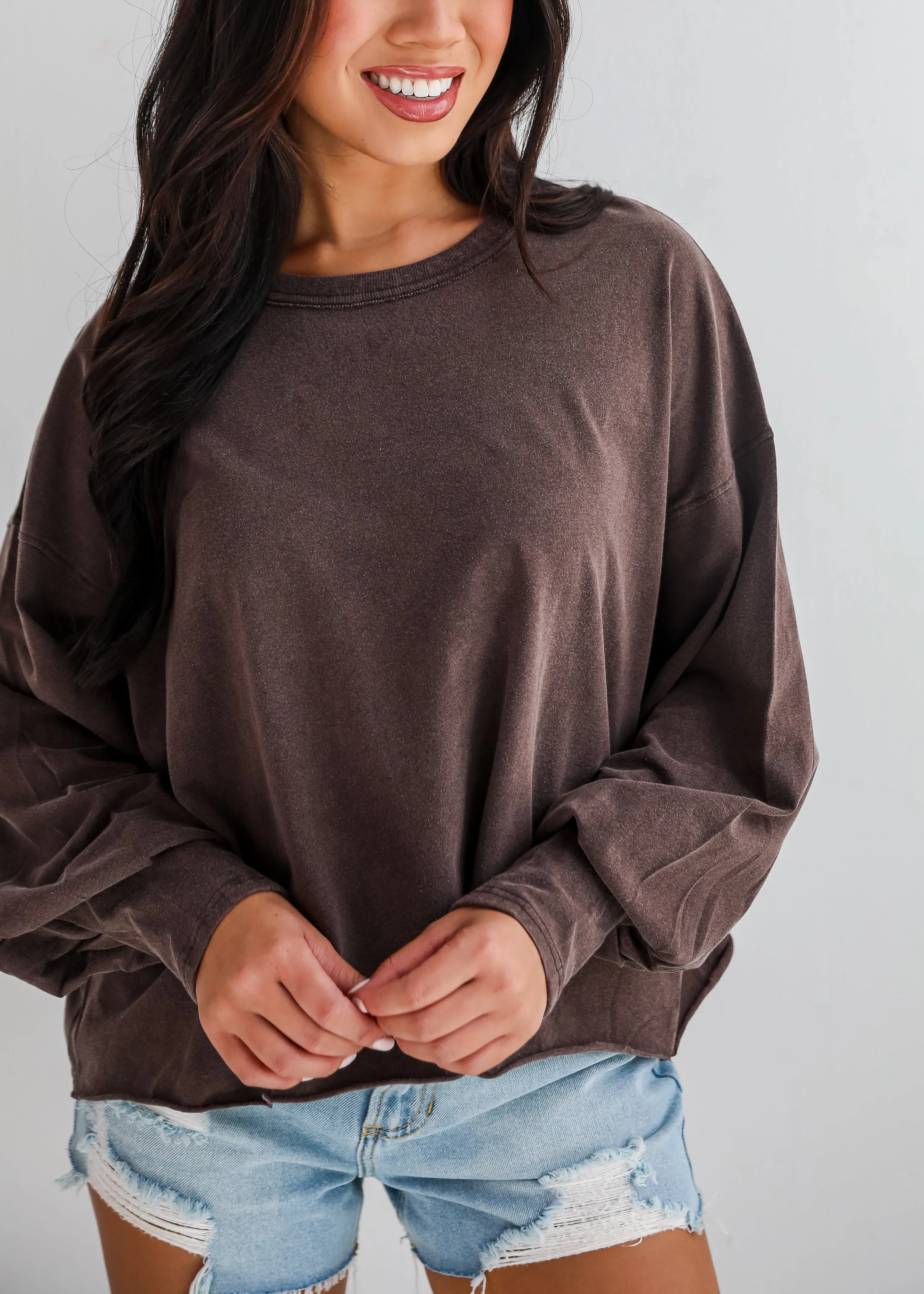 FINAL SALE - Aubree Cropped Long Sleeve Tee - DU DEAL
