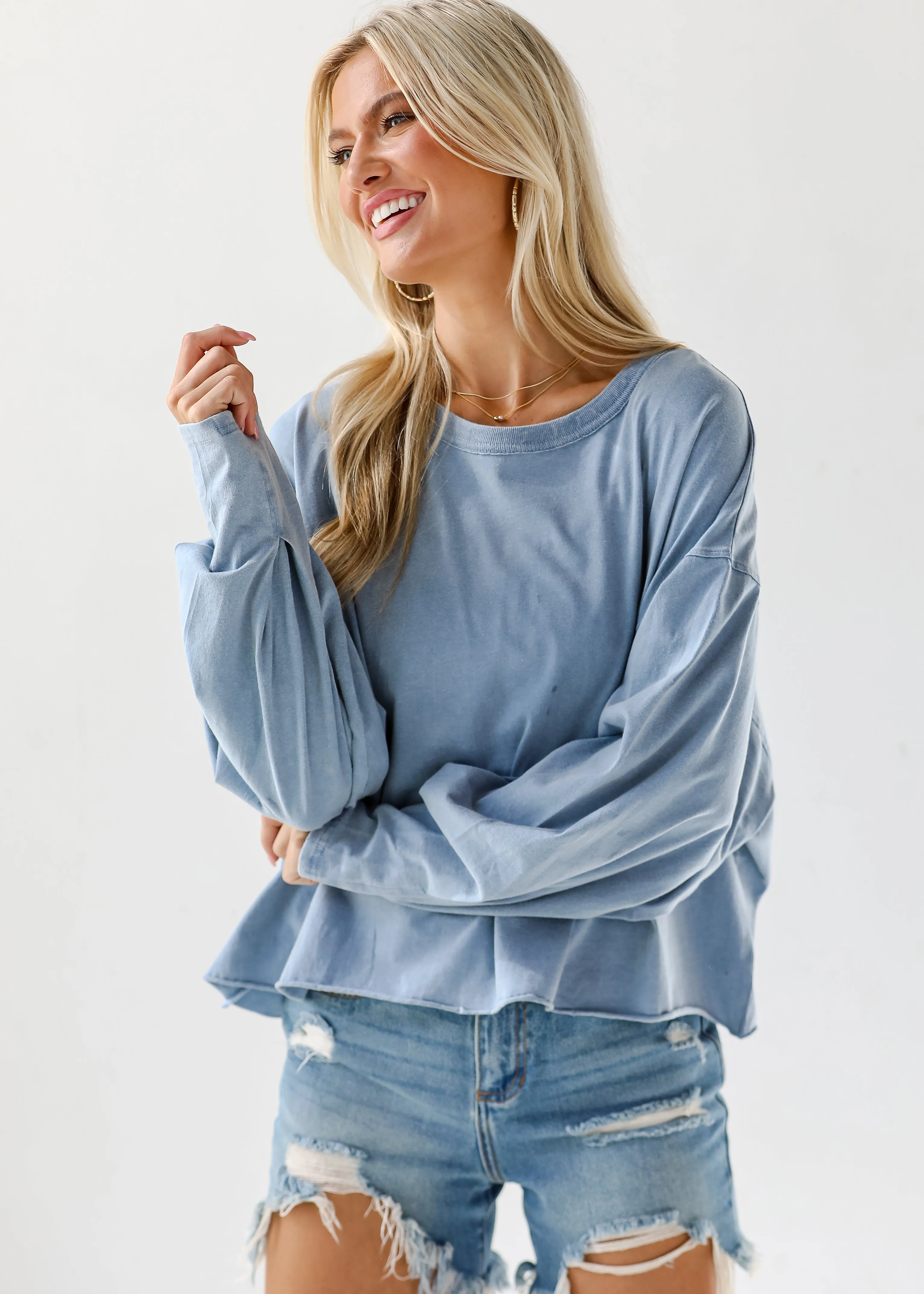 FINAL SALE - Aubree Cropped Long Sleeve Tee - DU DEAL