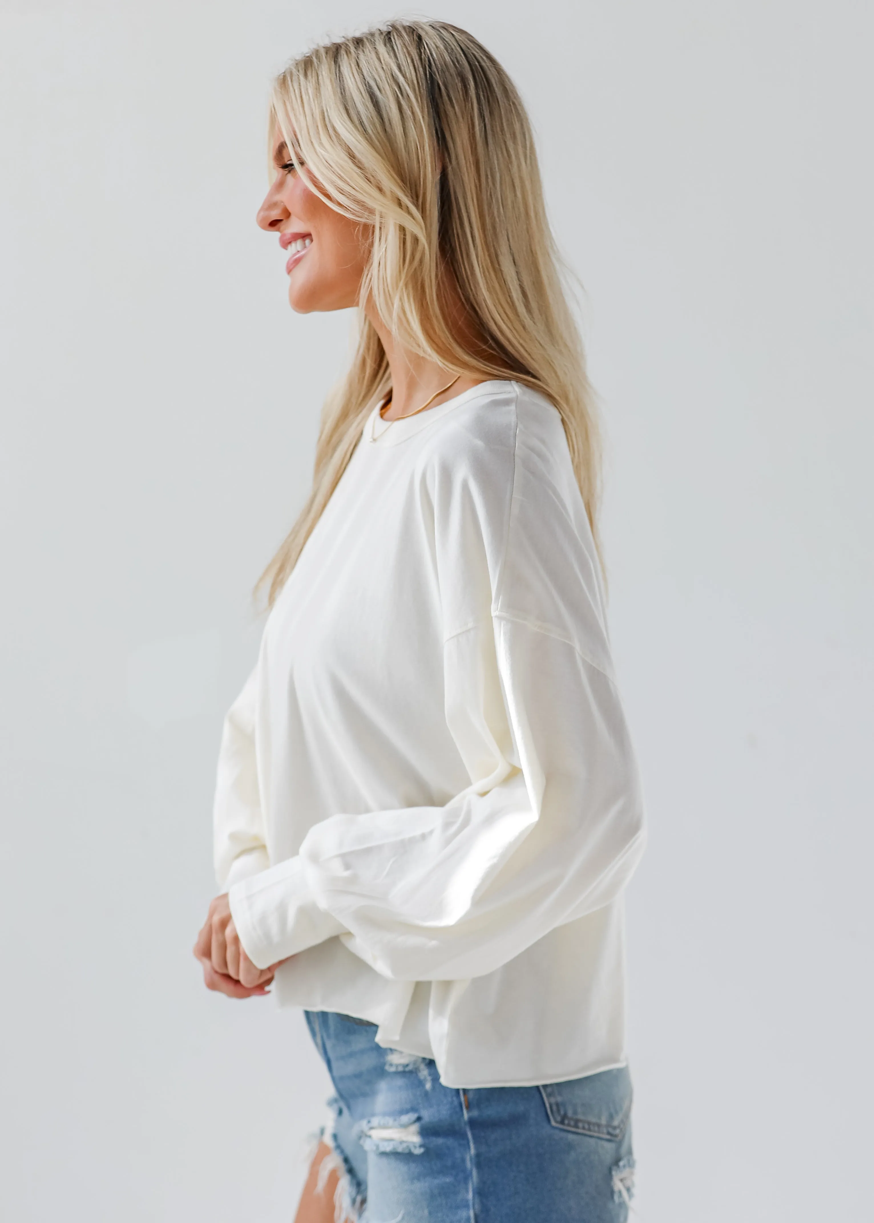 FINAL SALE - Aubree Cropped Long Sleeve Tee - DU DEAL