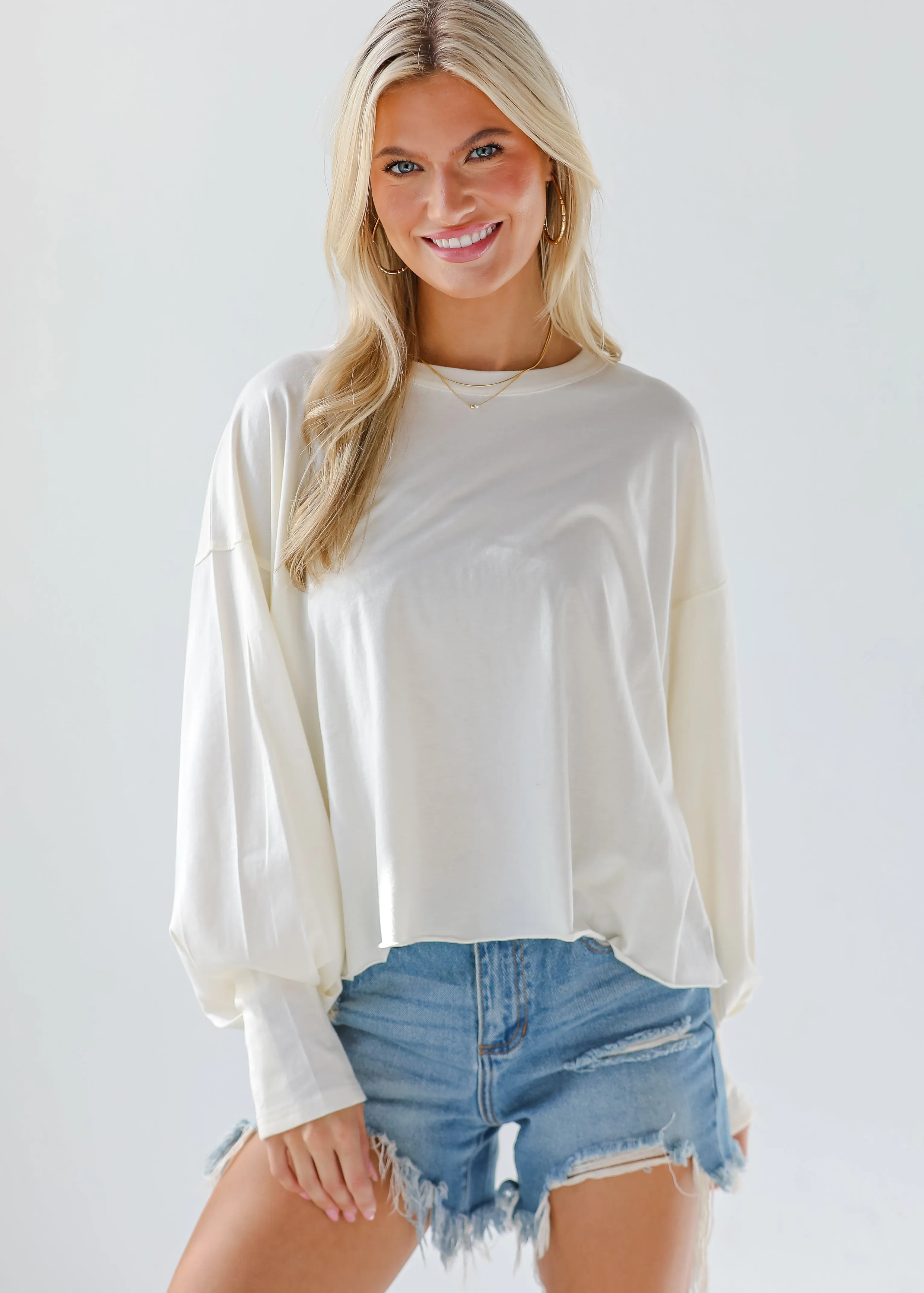 FINAL SALE - Aubree Cropped Long Sleeve Tee - DU DEAL