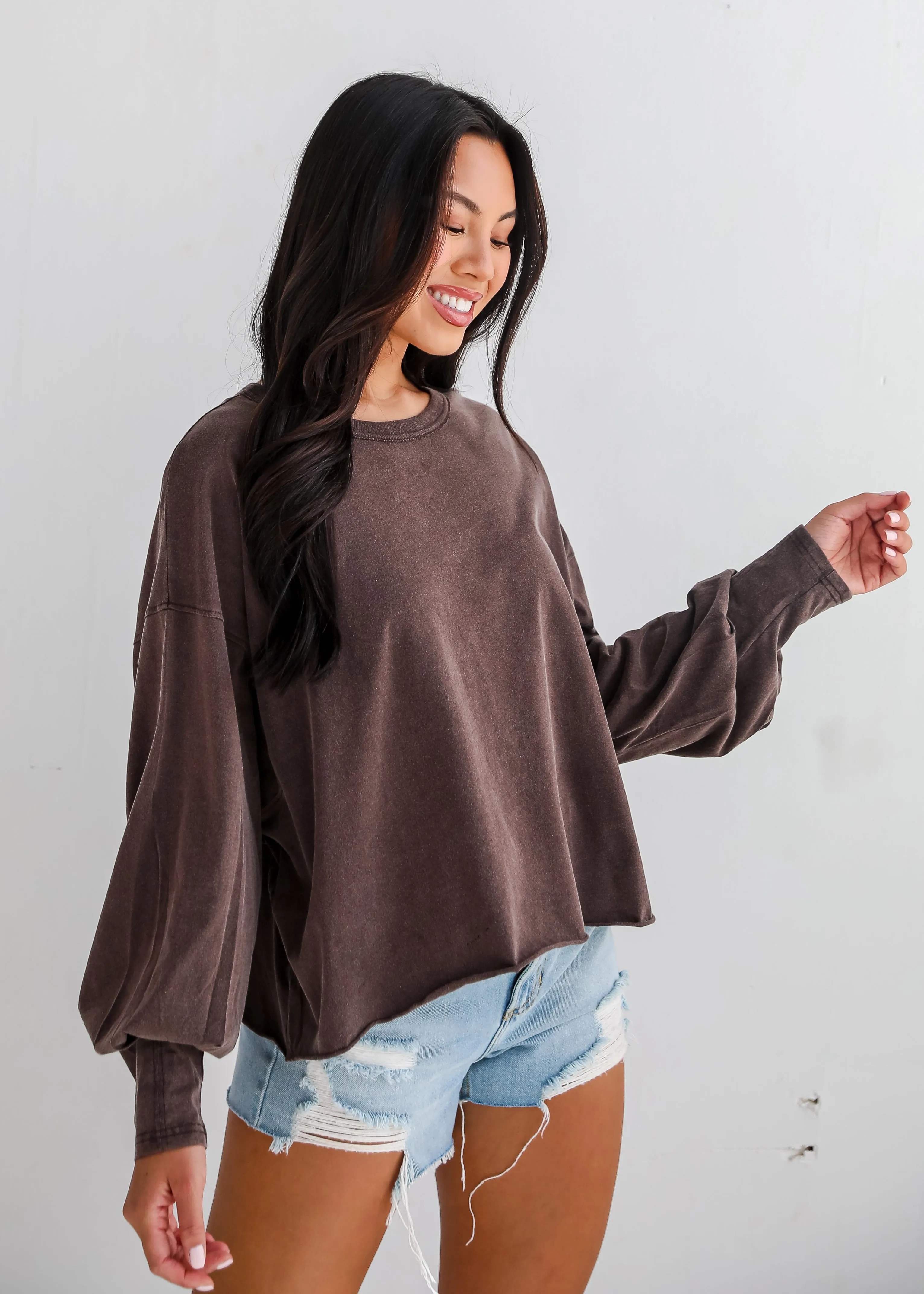 FINAL SALE - Aubree Cropped Long Sleeve Tee - DU DEAL