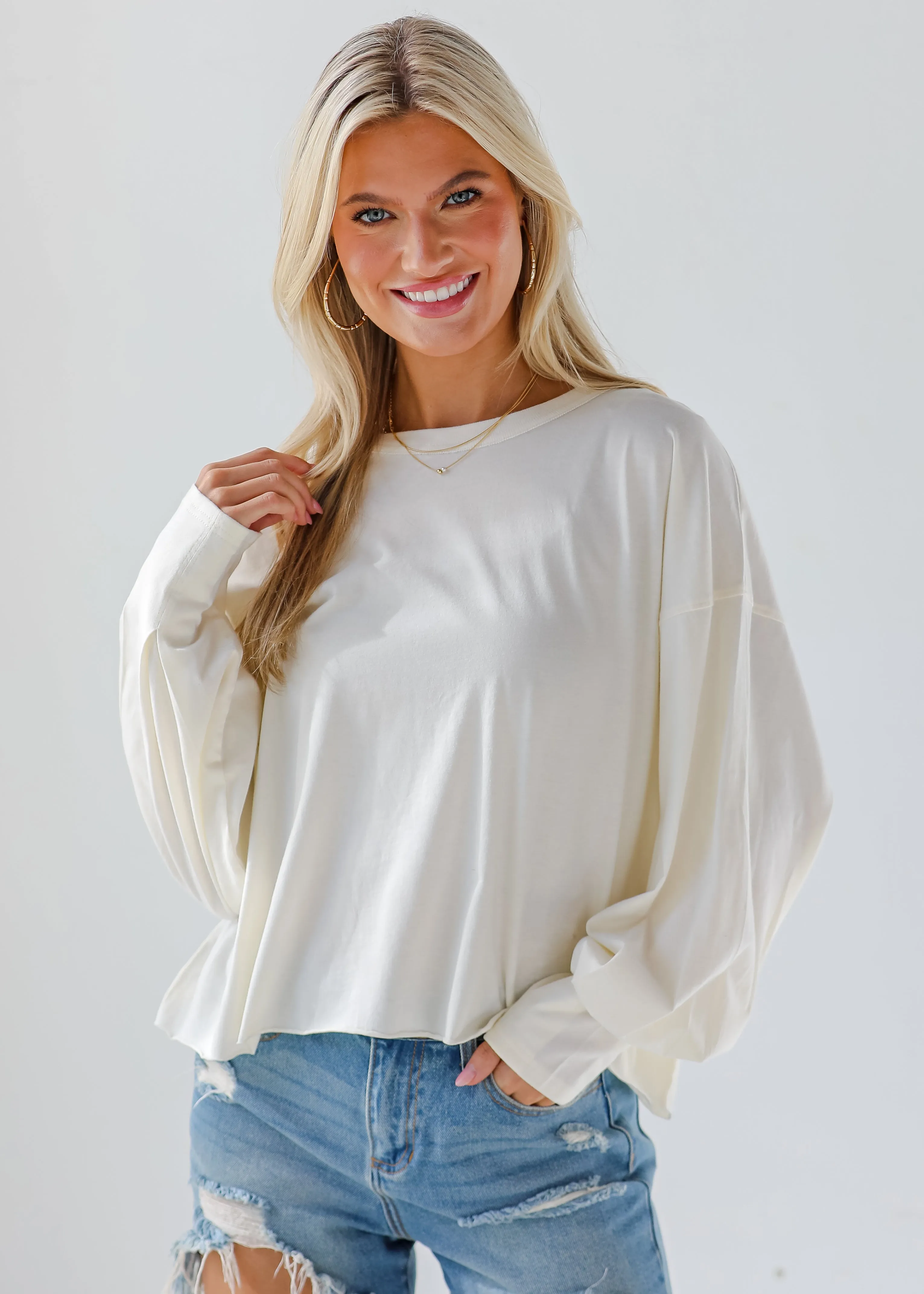 FINAL SALE - Aubree Cropped Long Sleeve Tee - DU DEAL