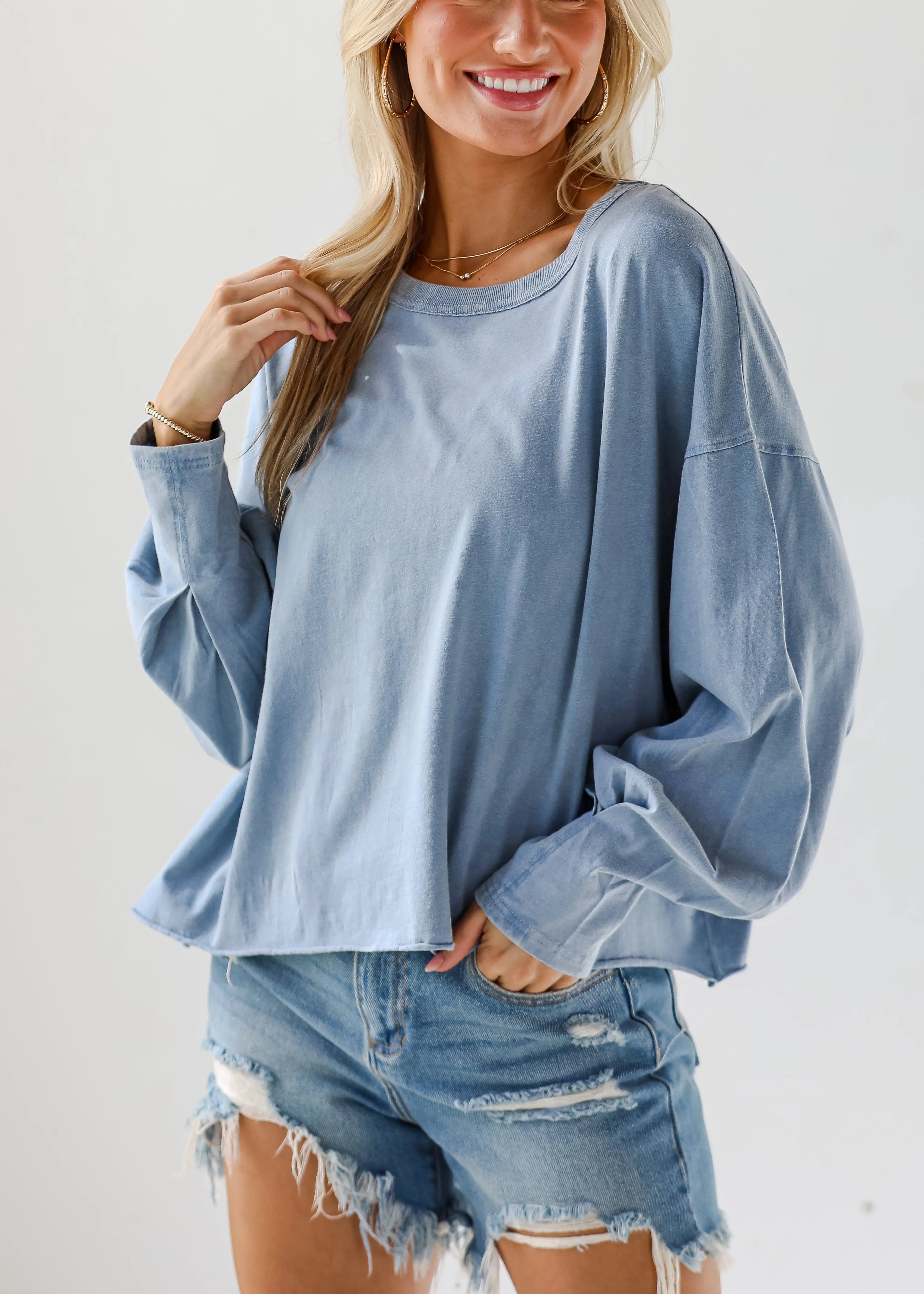 FINAL SALE - Aubree Cropped Long Sleeve Tee - DU DEAL