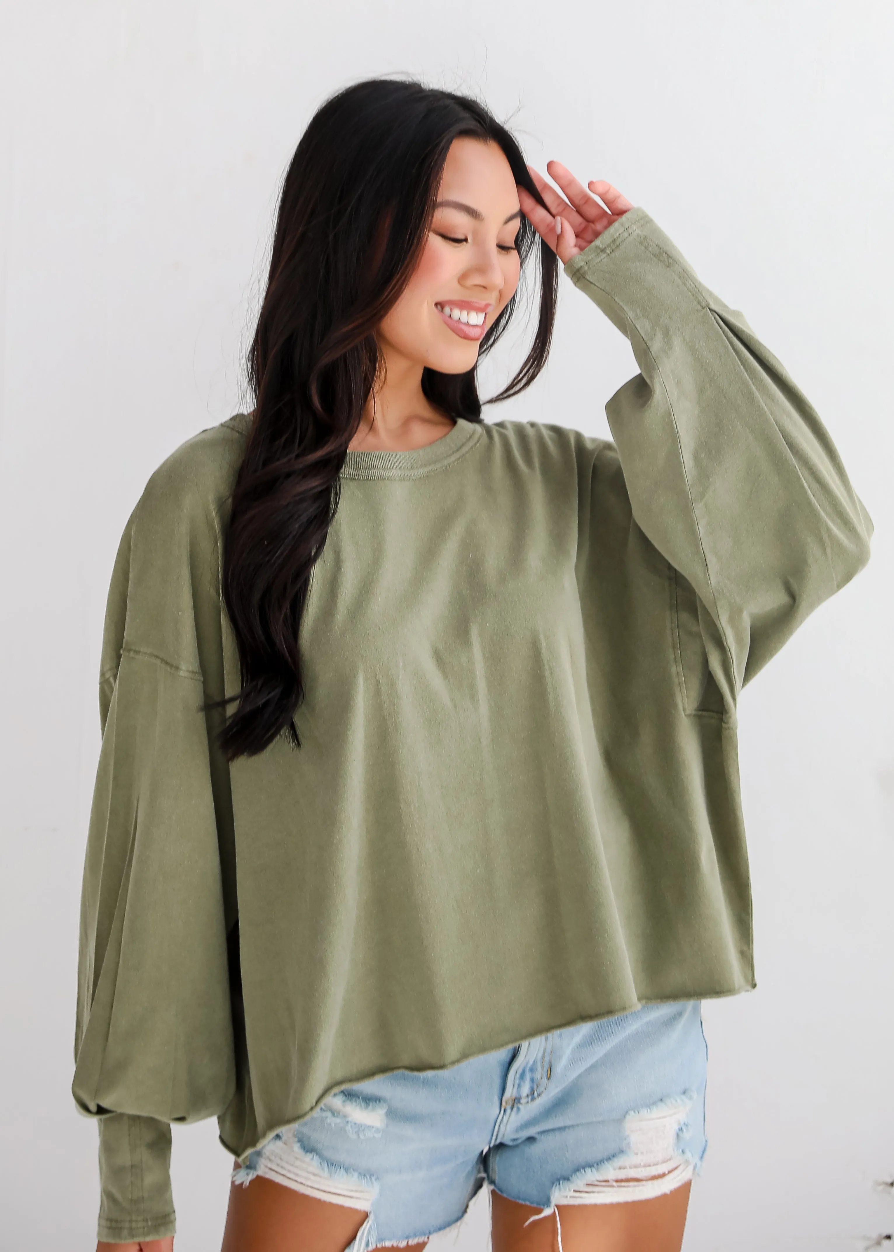 FINAL SALE - Aubree Cropped Long Sleeve Tee - DU DEAL