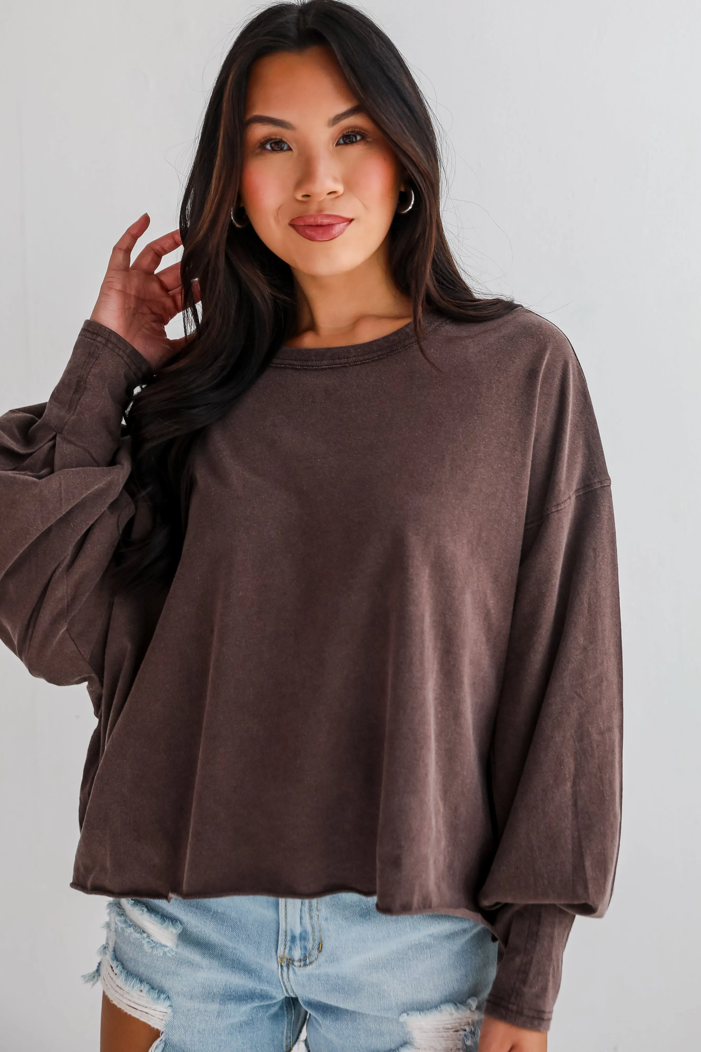 FINAL SALE - Aubree Cropped Long Sleeve Tee - DU DEAL