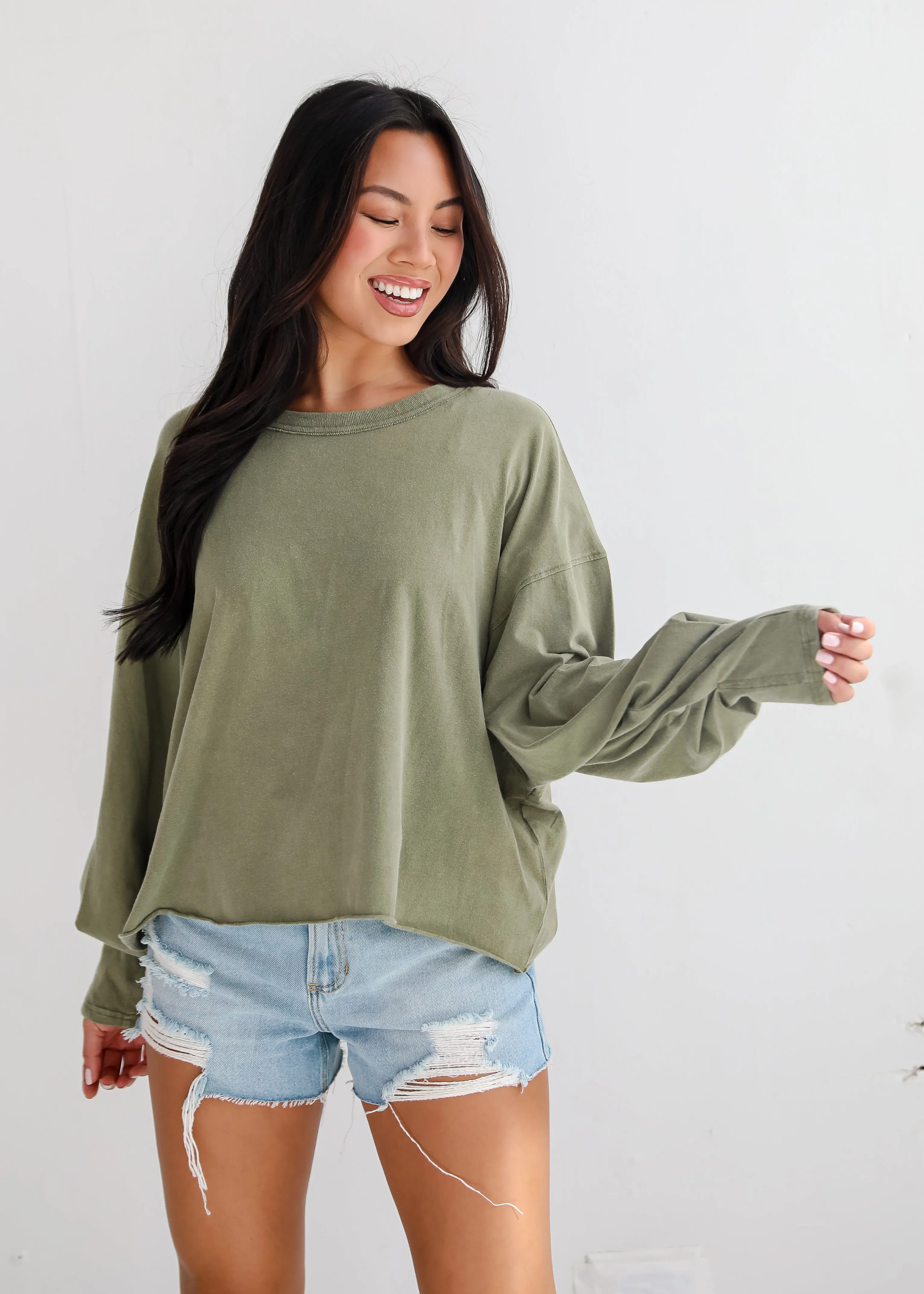 FINAL SALE - Aubree Cropped Long Sleeve Tee - DU DEAL