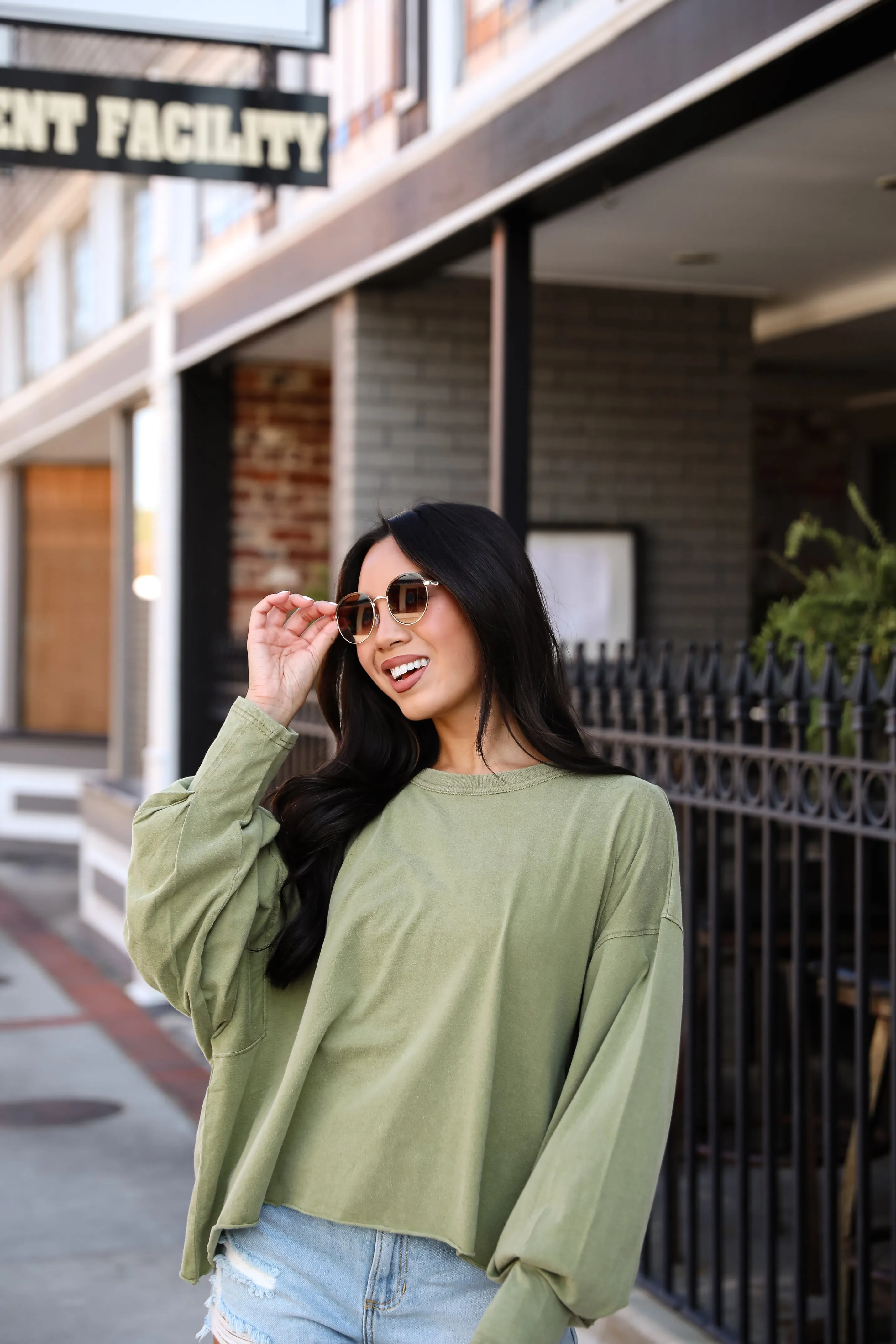 FINAL SALE - Aubree Cropped Long Sleeve Tee - DU DEAL