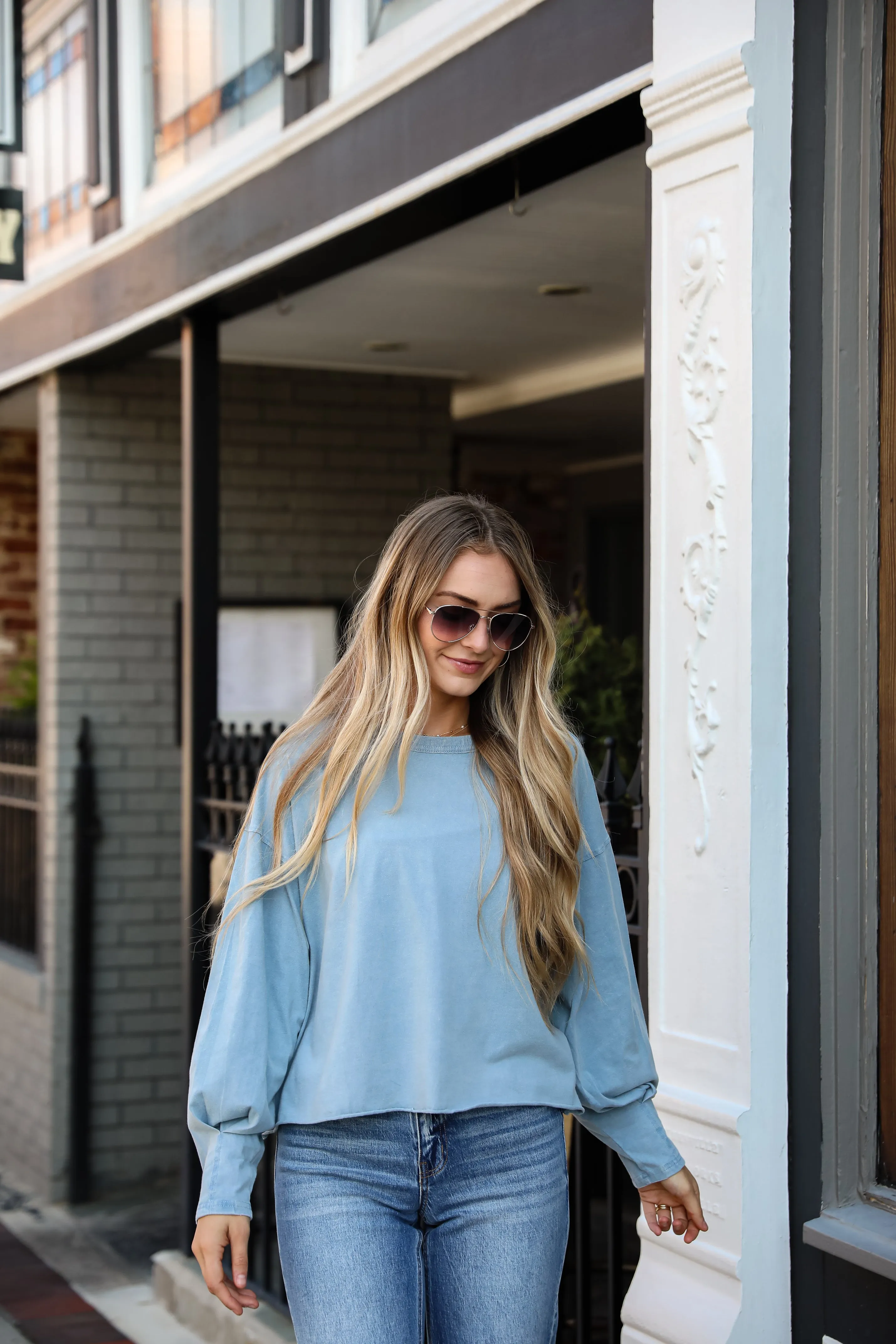 FINAL SALE - Aubree Cropped Long Sleeve Tee - DU DEAL
