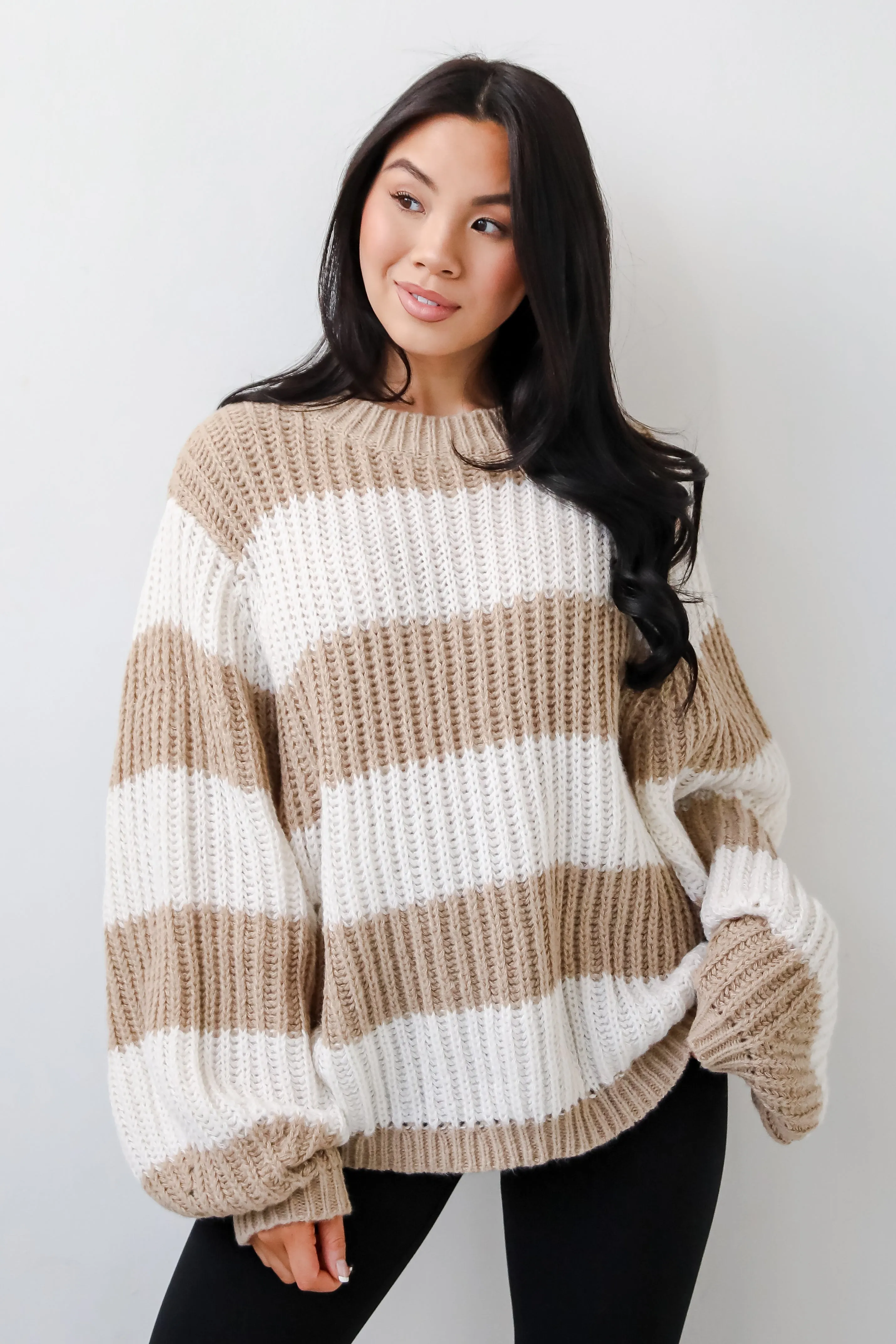 FINAL SALE - Cozy Aesthetic Striped Oversized Sweater