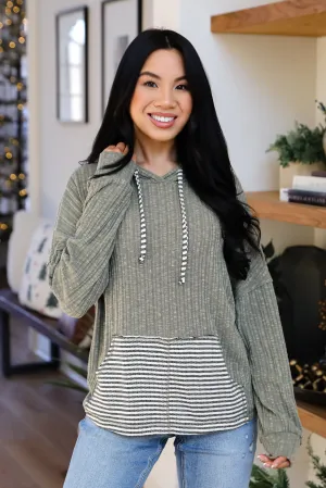 FINAL SALE - Cute Weekends Olive Hooded Top