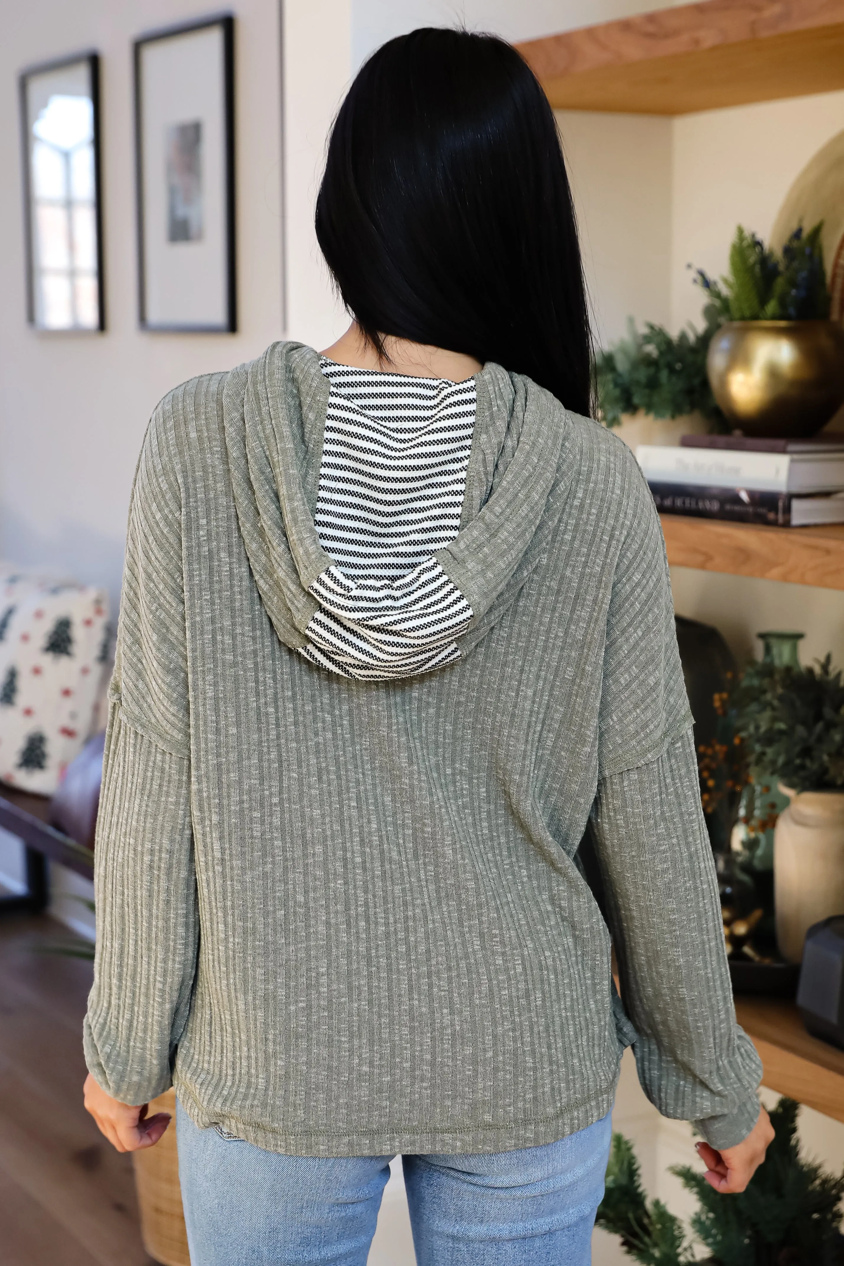 FINAL SALE - Cute Weekends Olive Hooded Top