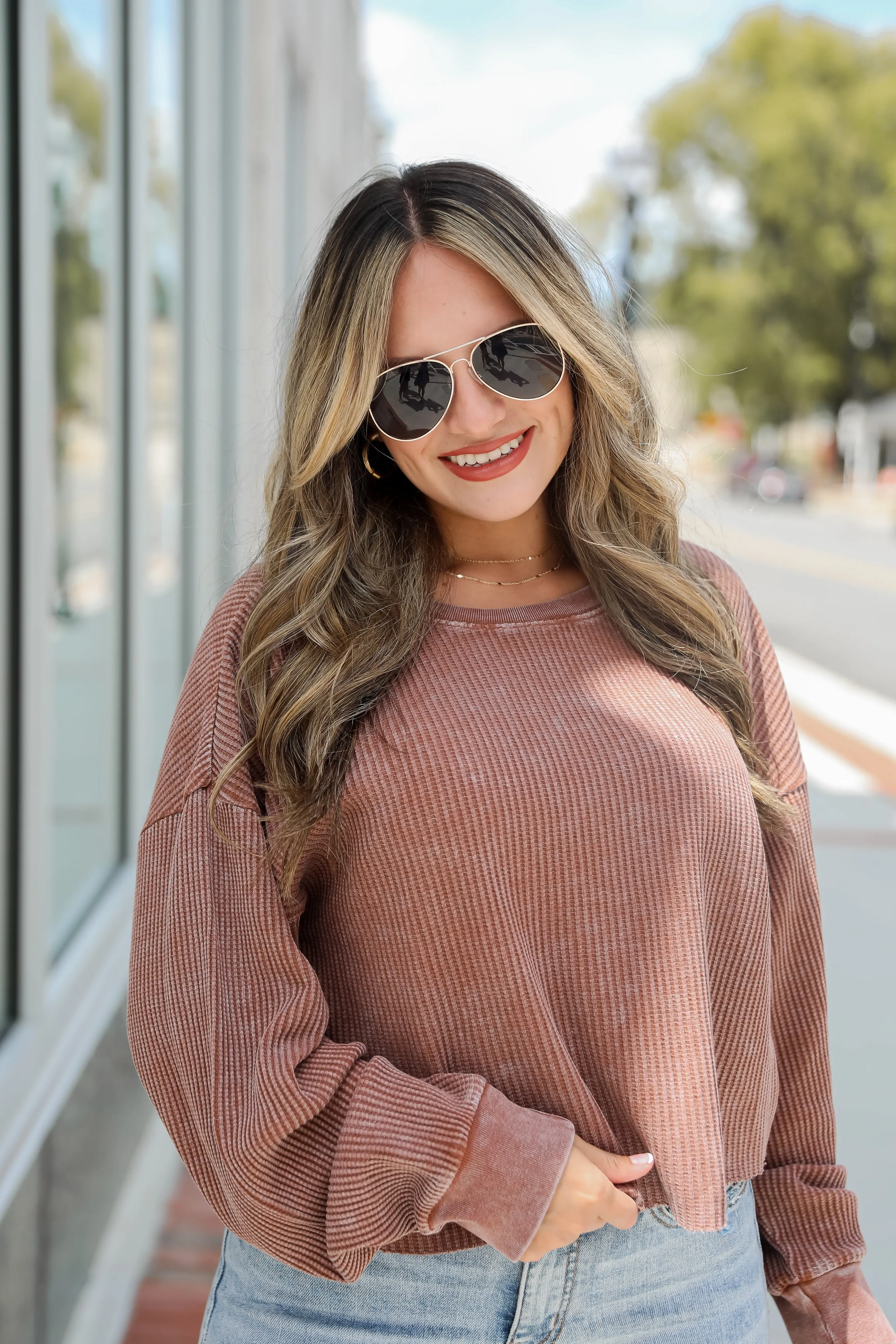 FINAL SALE - Dakota Waffle Knit Top - DU DEAL