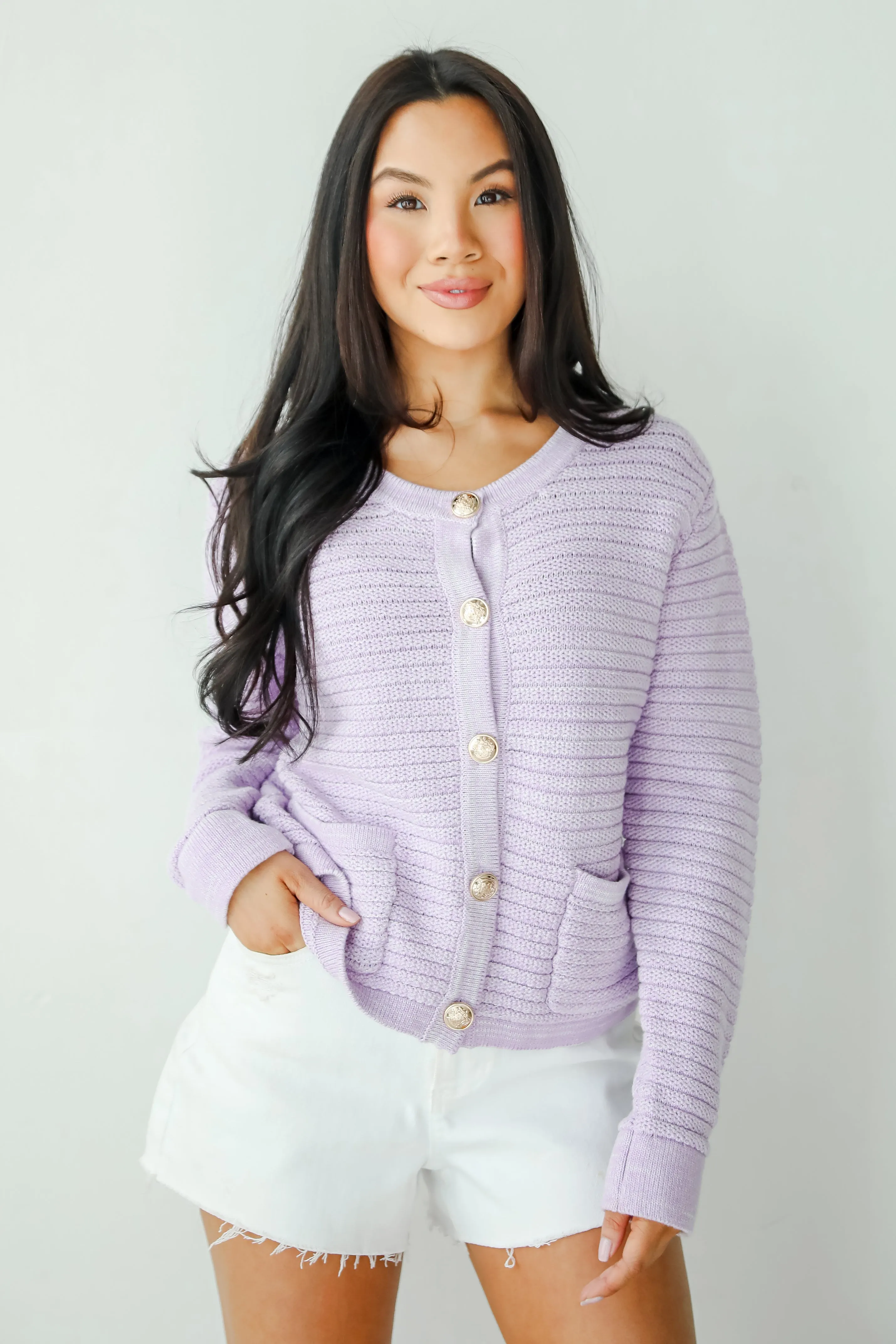 FINAL SALE - Feeling So Cute Lavender Sweater Cardigan