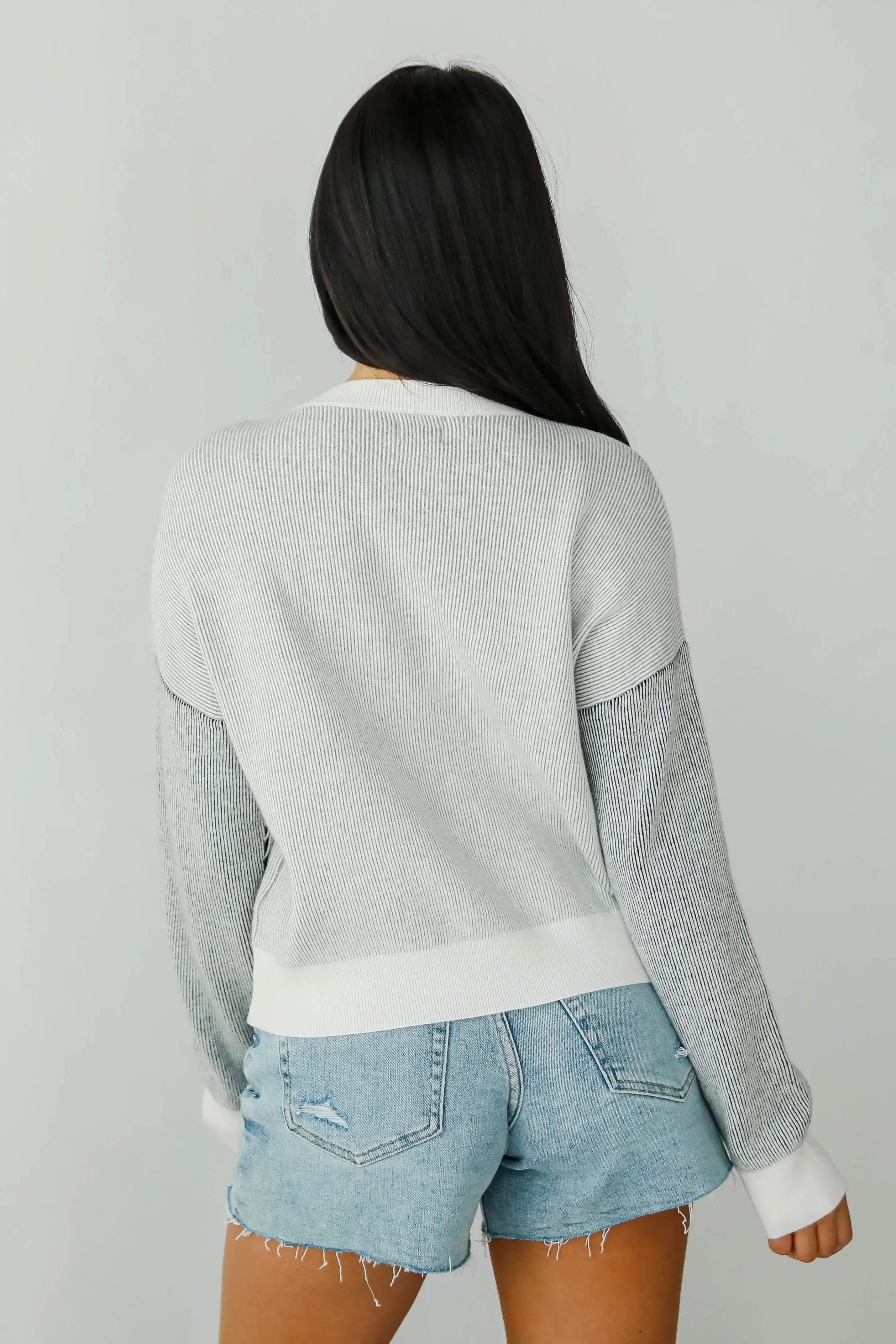 FINAL SALE - Fireside Flirt Grey Ribbed Sweater