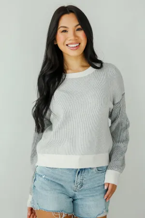 FINAL SALE - Fireside Flirt Grey Ribbed Sweater
