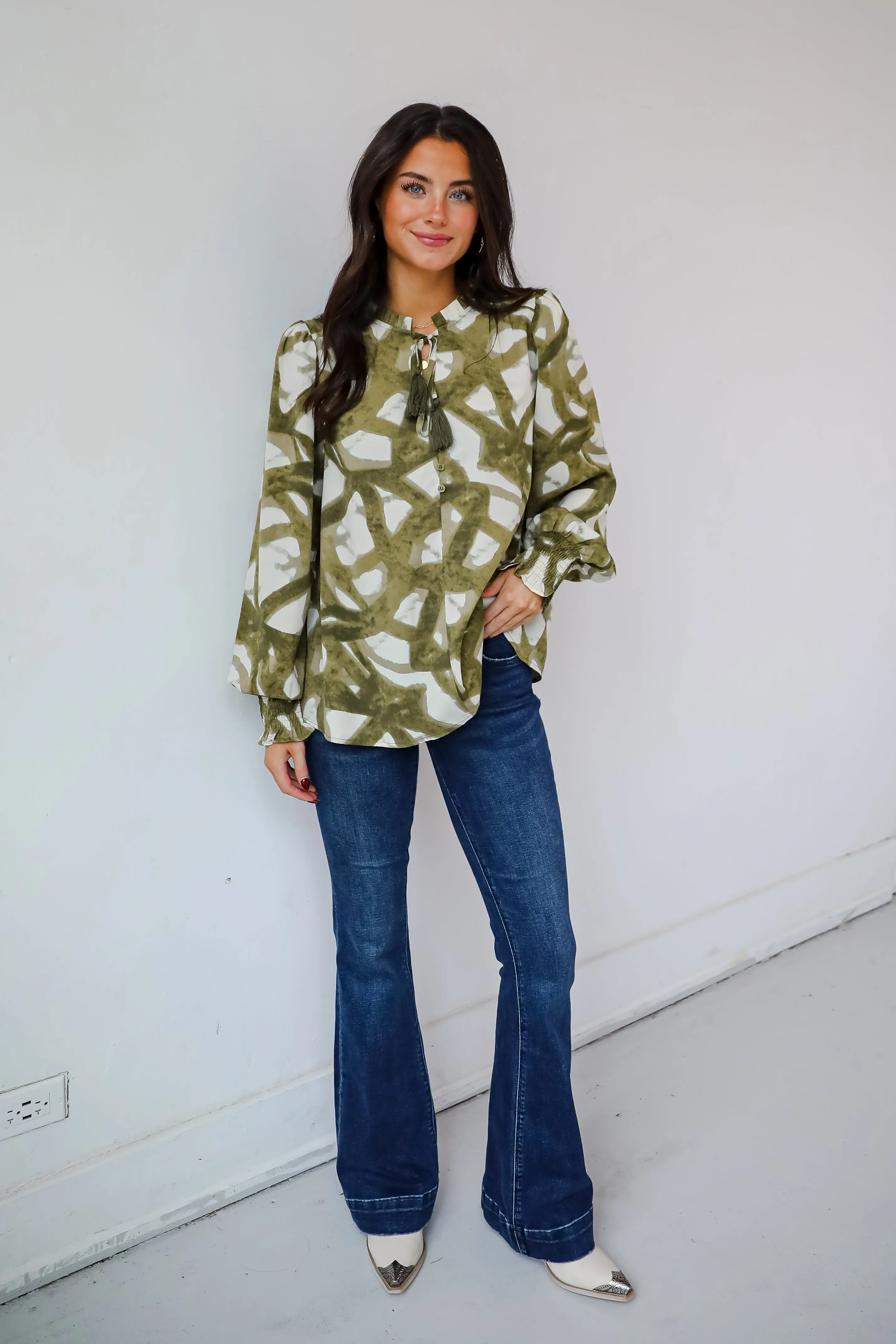 FINAL SALE - Flawlessly Posh Olive Blouse