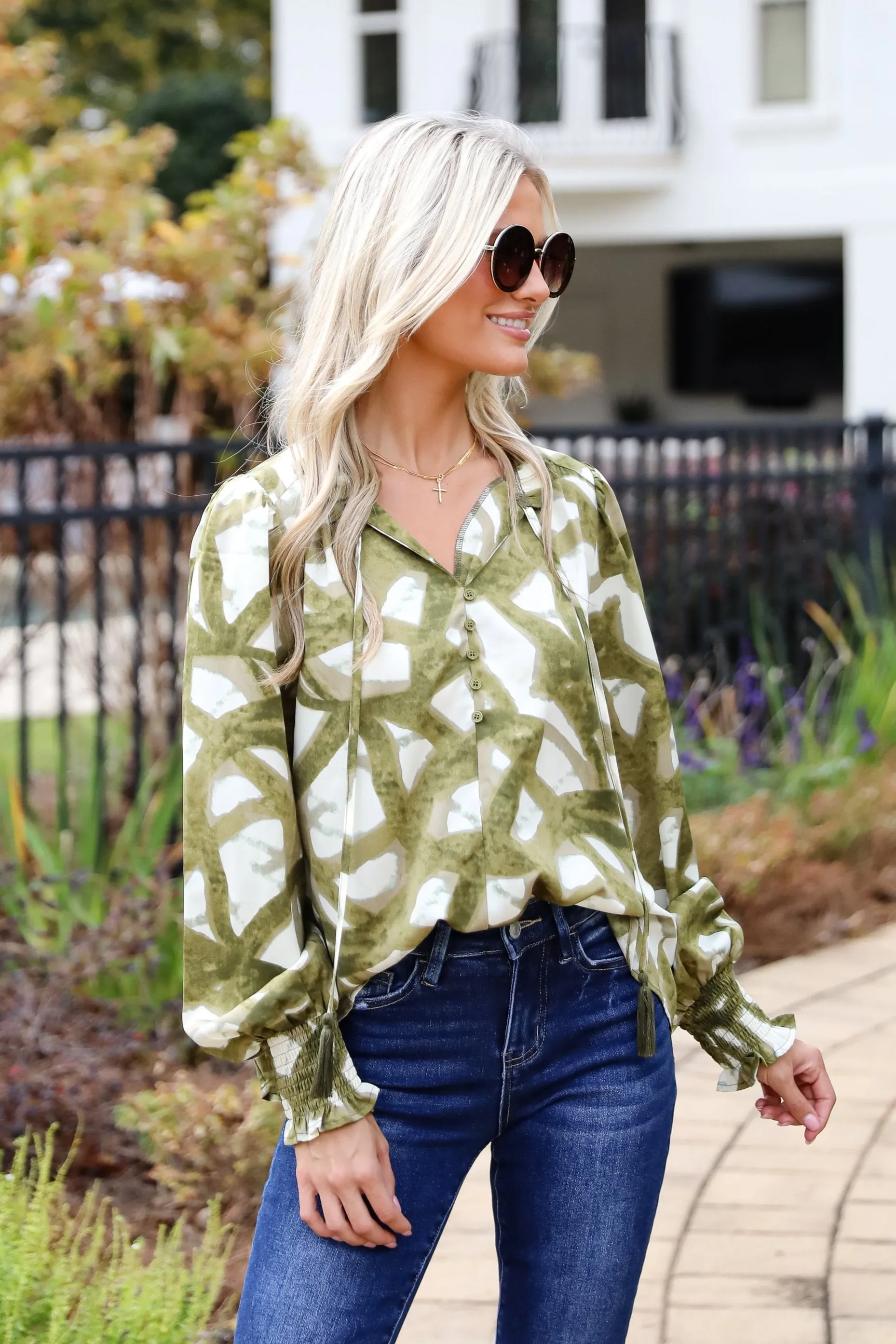 FINAL SALE - Flawlessly Posh Olive Blouse
