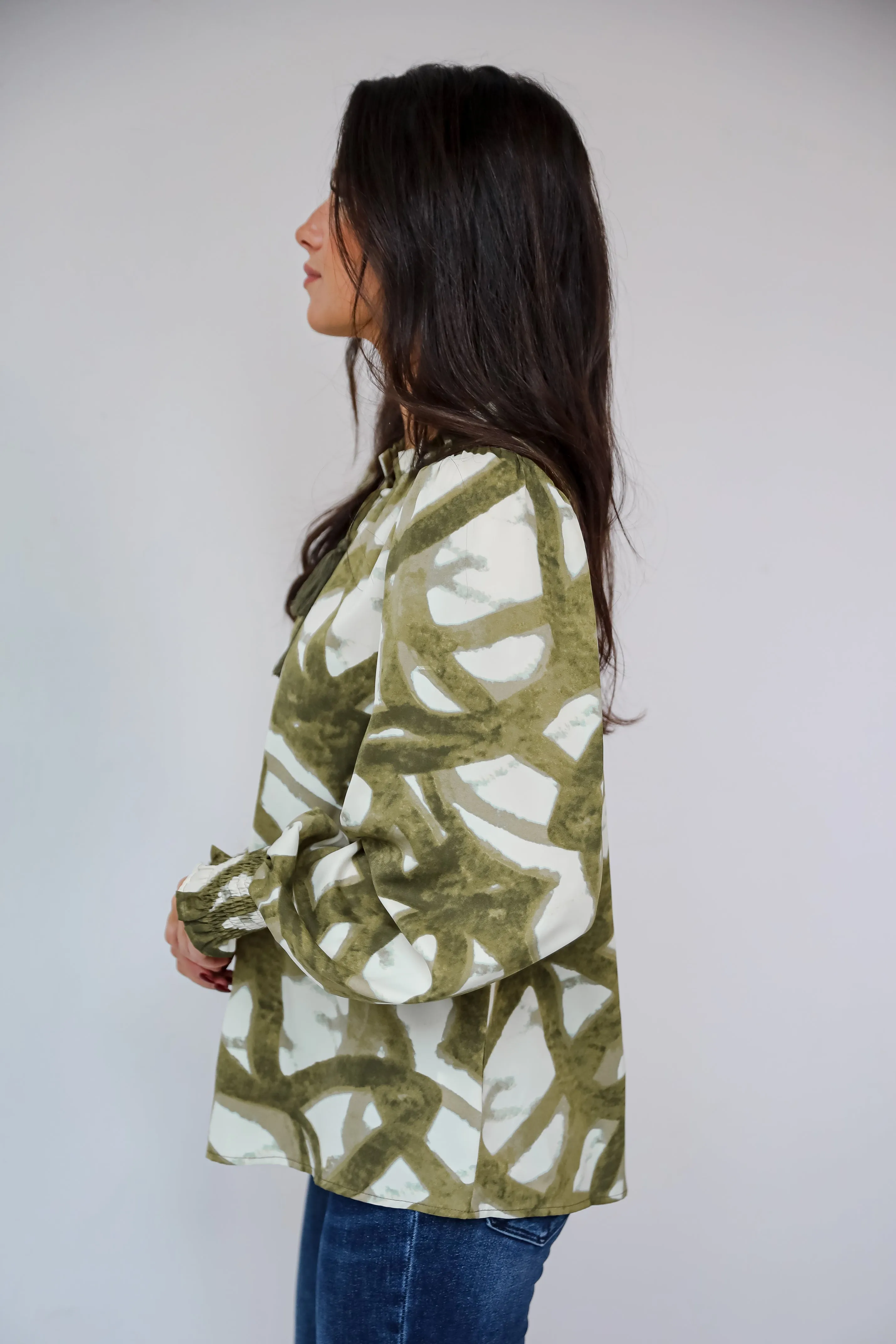FINAL SALE - Flawlessly Posh Olive Blouse